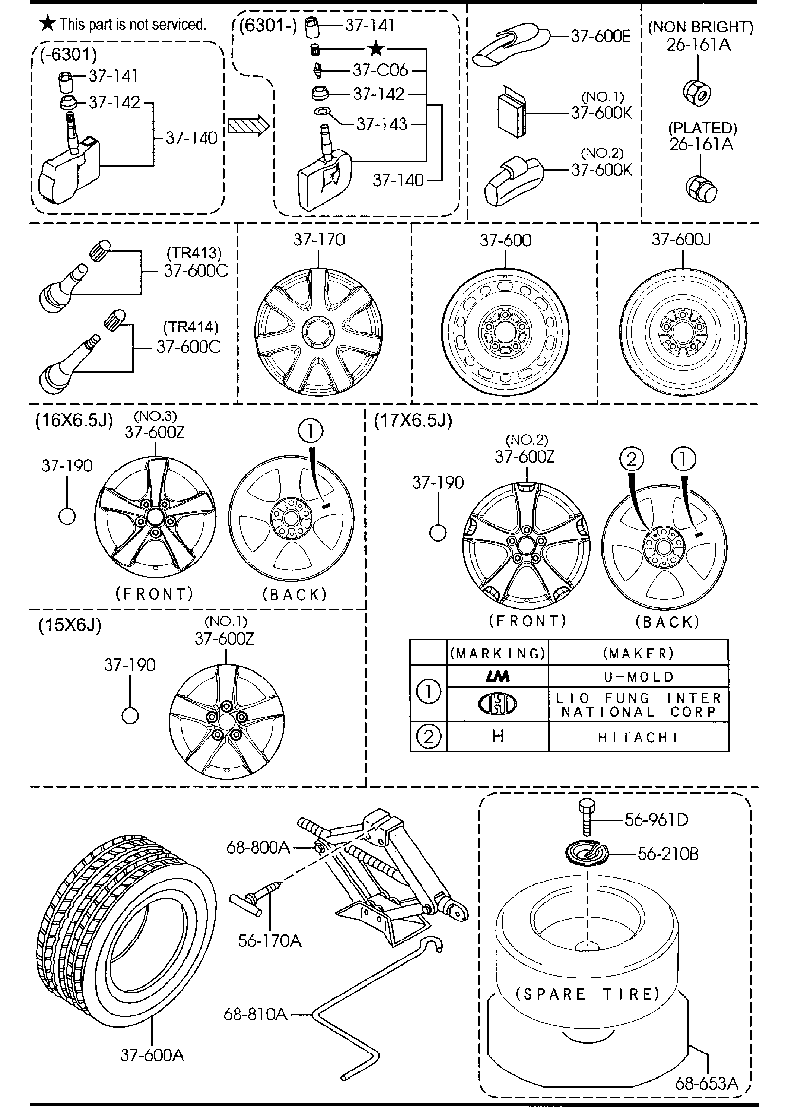 Diagram TIRES & JACK for your Mazda