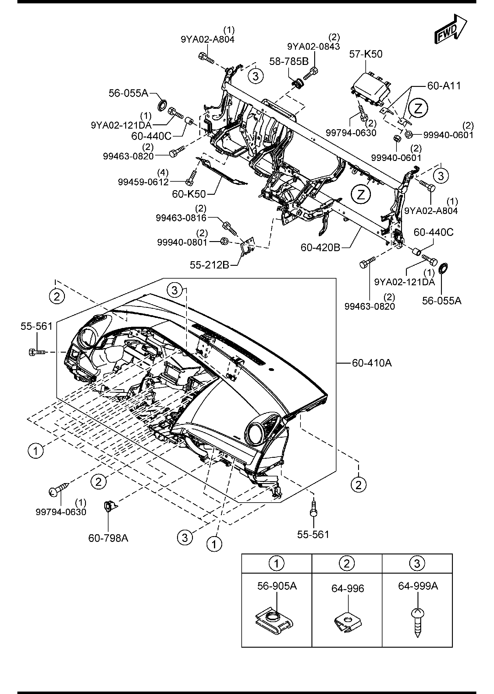 Diagram DASHBOARD & RELATED PARTS for your 2021 Mazda CX-5  Signature 