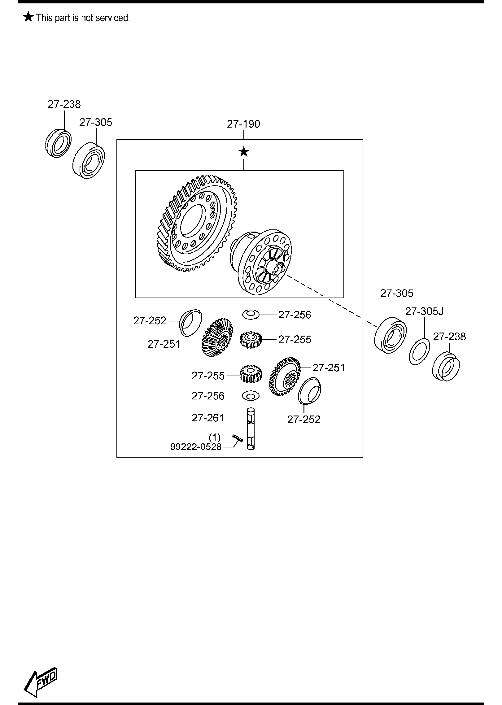 Diagram FRONT DIFFERENTIALS (MANUAL TRANSMISSION) for your 1999 Mazda Protege   