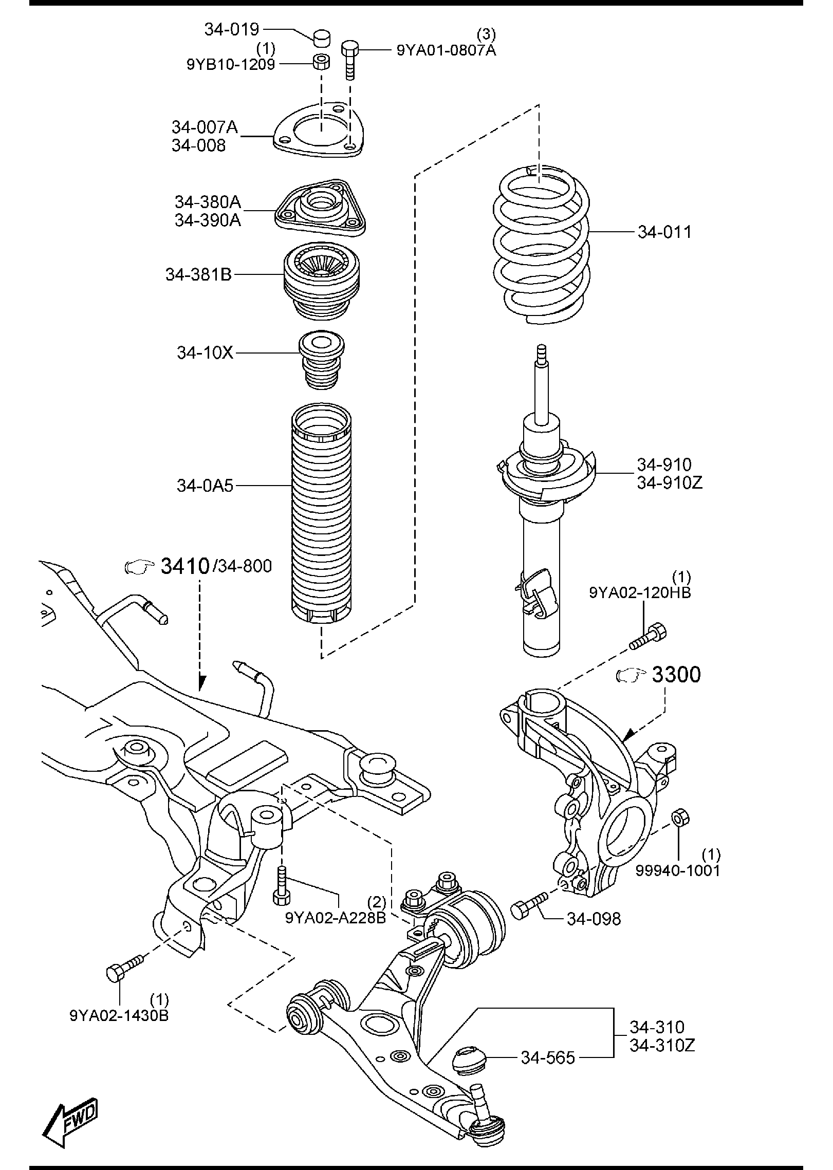 Diagram FRONT SUSPENSION MECHANISMS for your 2013 Mazda Mazda5   