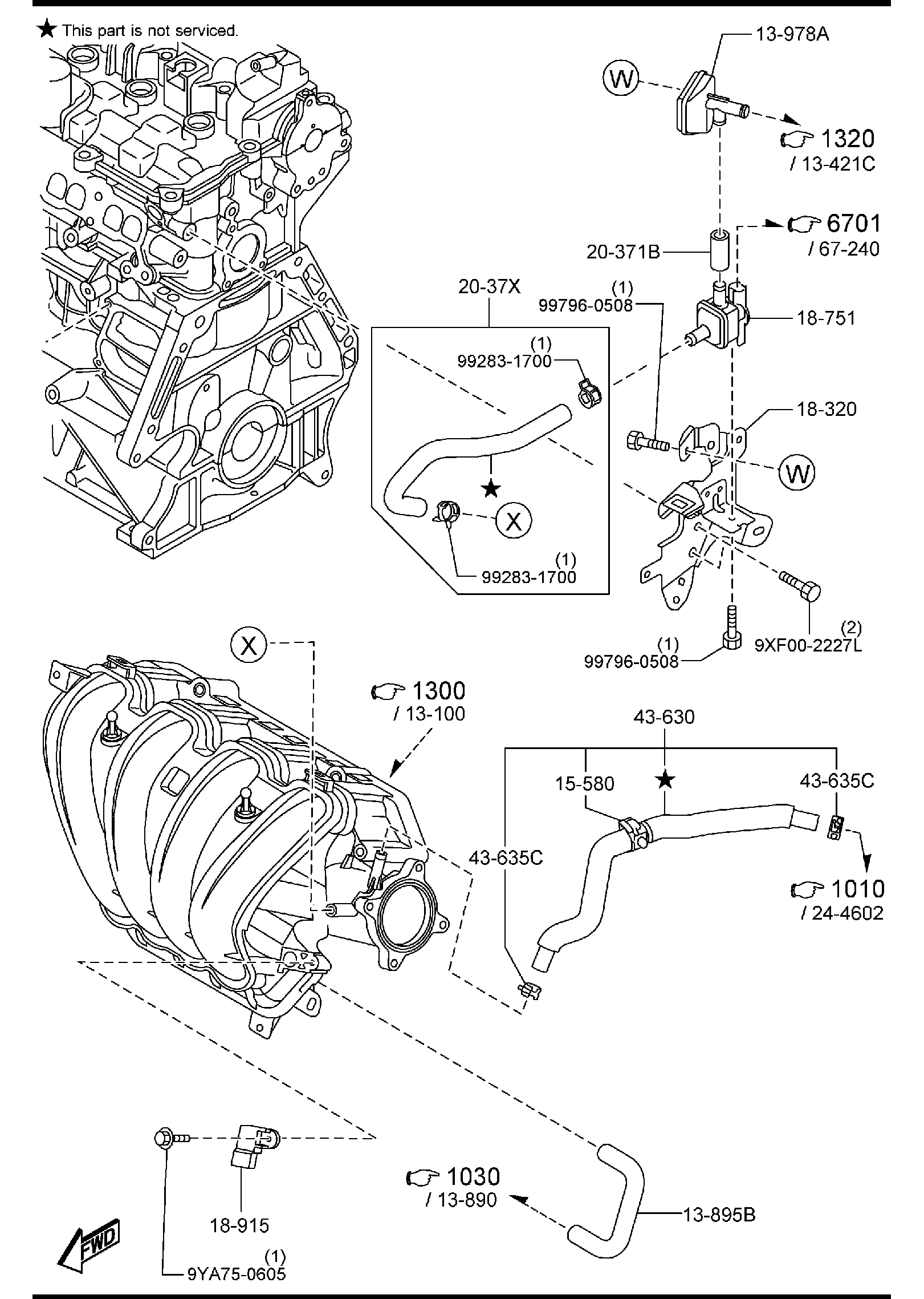 Diagram EMISSION CONTROL SYSTEM (INLET SIDE) for your Mazda