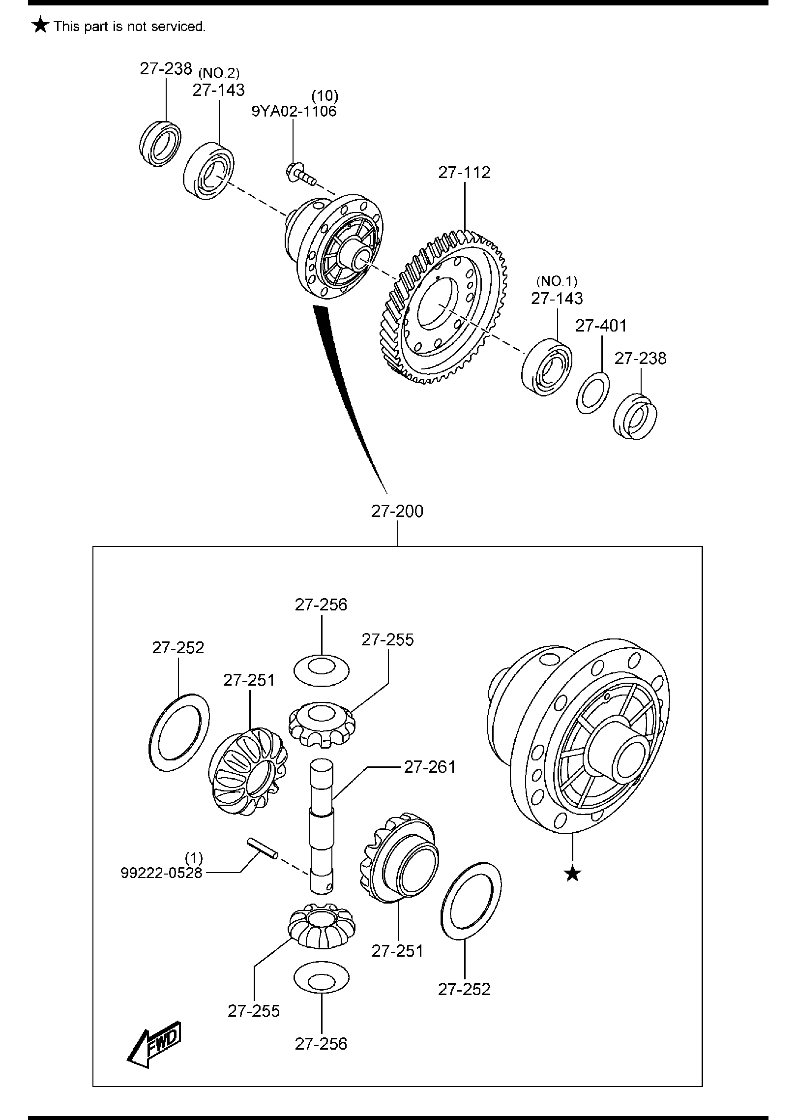 Diagram FRONT DIFFERENTIALS (MT) for your 1999 Mazda Protege   