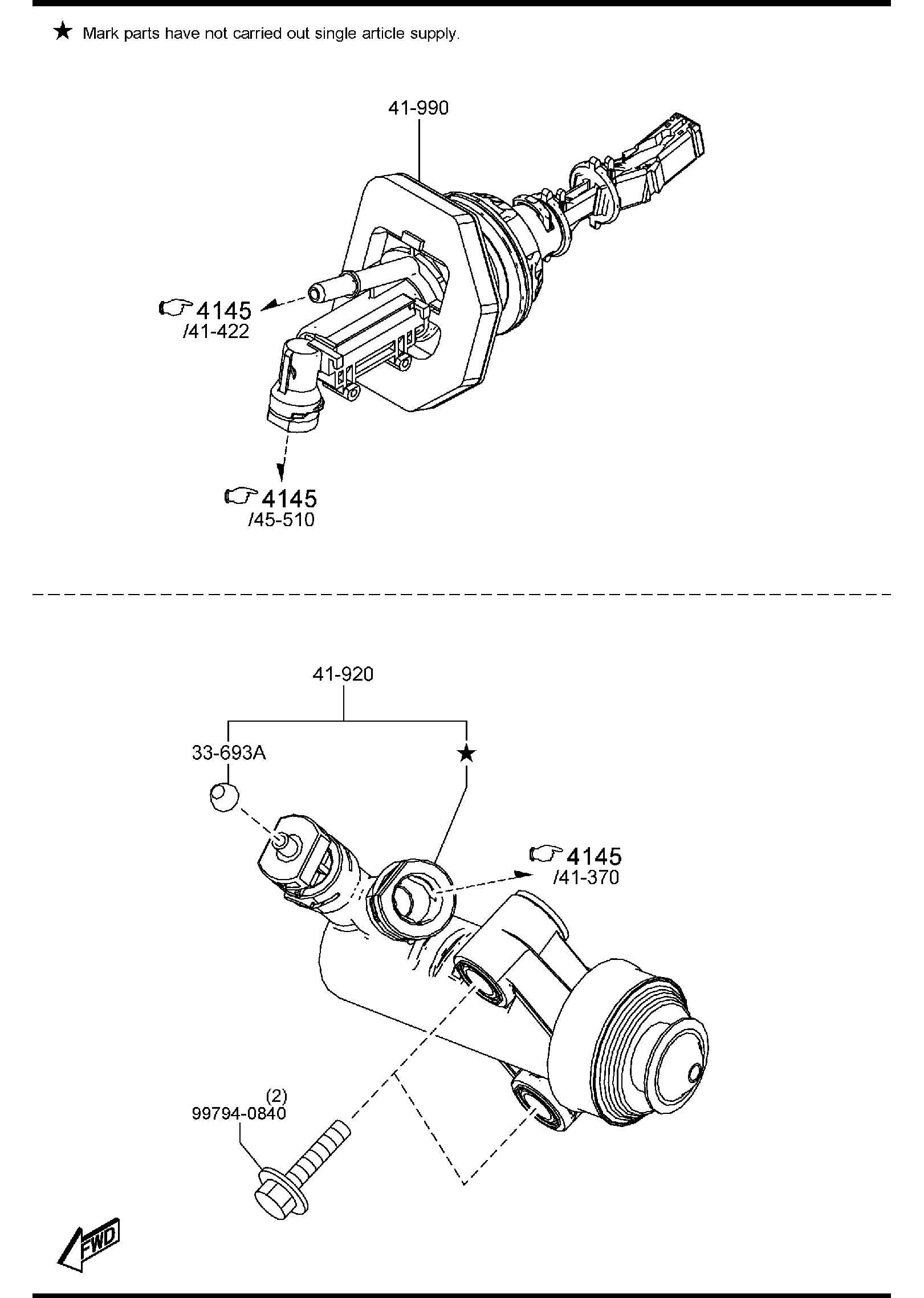 Diagram CLUTCH RELEASE & MASTER CYLINDERS (MANUAL TRANSMISSION) for your 2020 Mazda Mazda3 2.5L AT 4WD HATCHBACK BASE 