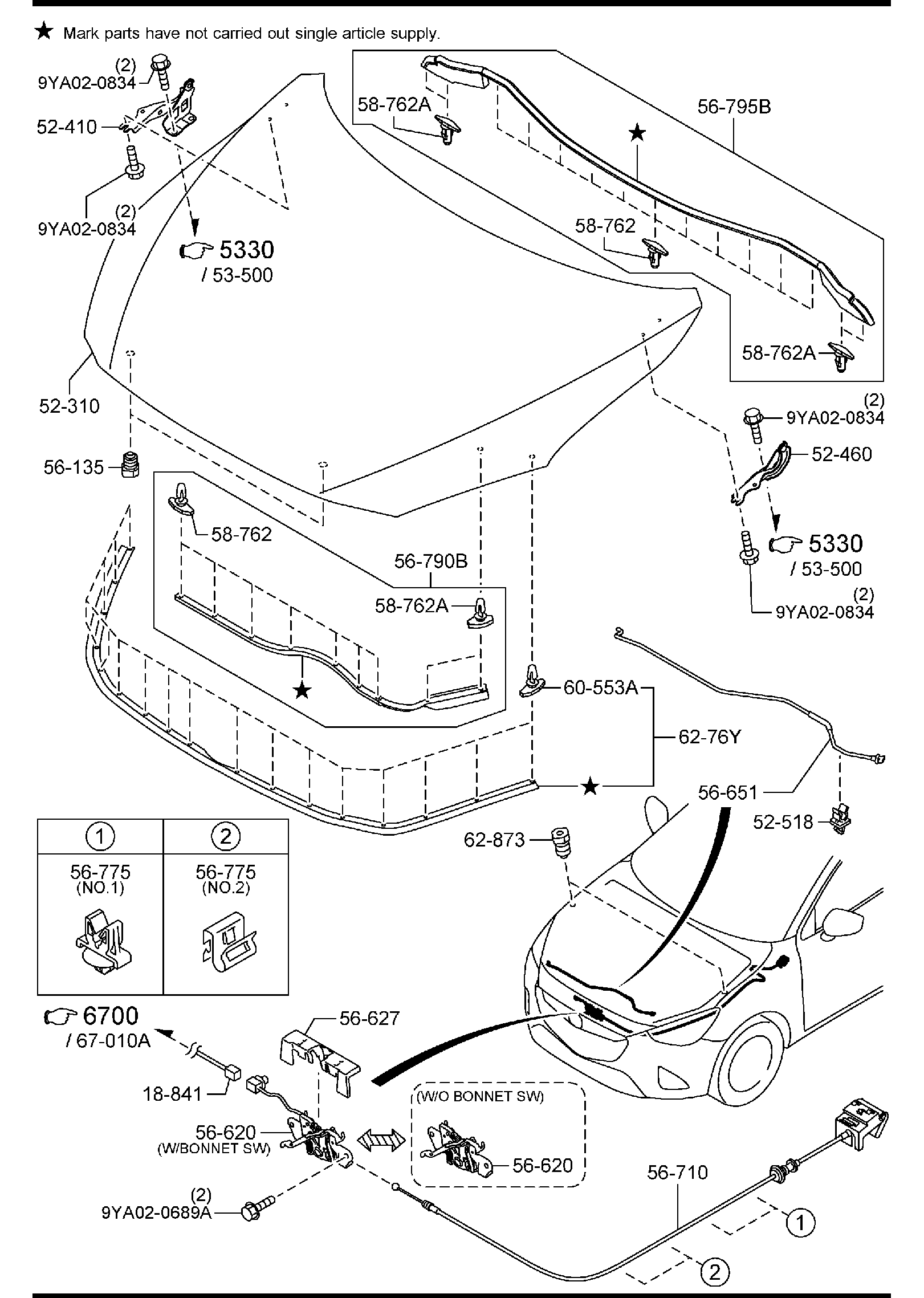 Diagram BONNET for your 2007 Mazda CX-9   