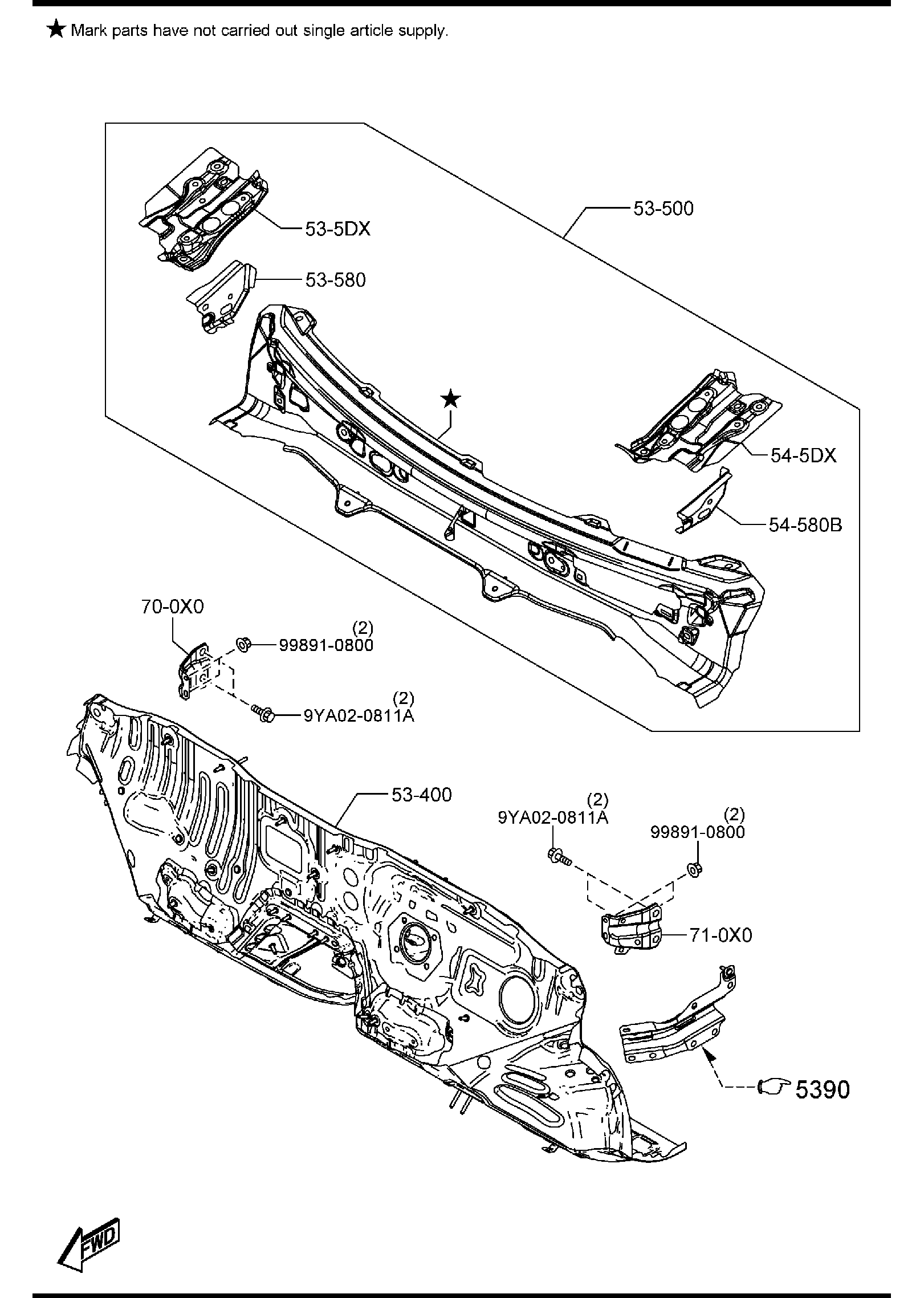 Full size assembly image of DASH & COWL PANELS (1/1)