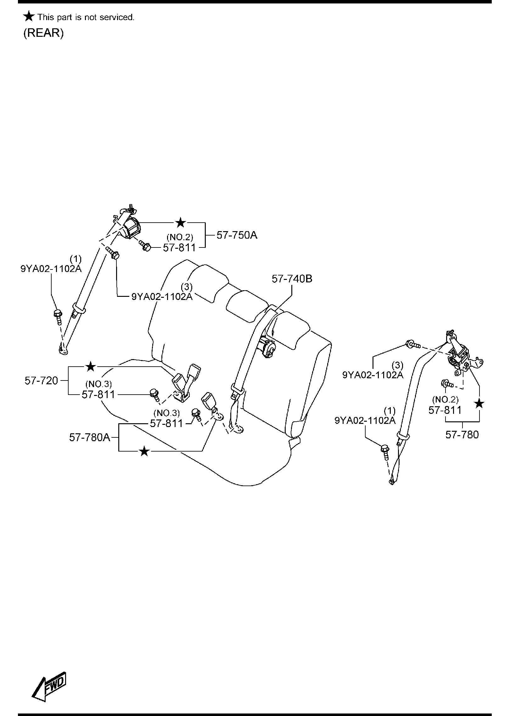 Diagram SEAT BELTS for your 2011 Mazda Mazda2   