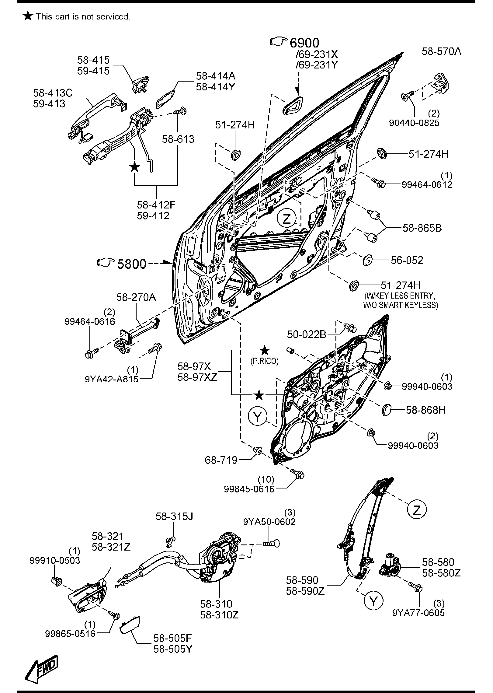 Diagram FRONT DOOR MECHANISMS for your 2018 Mazda Mazda6   
