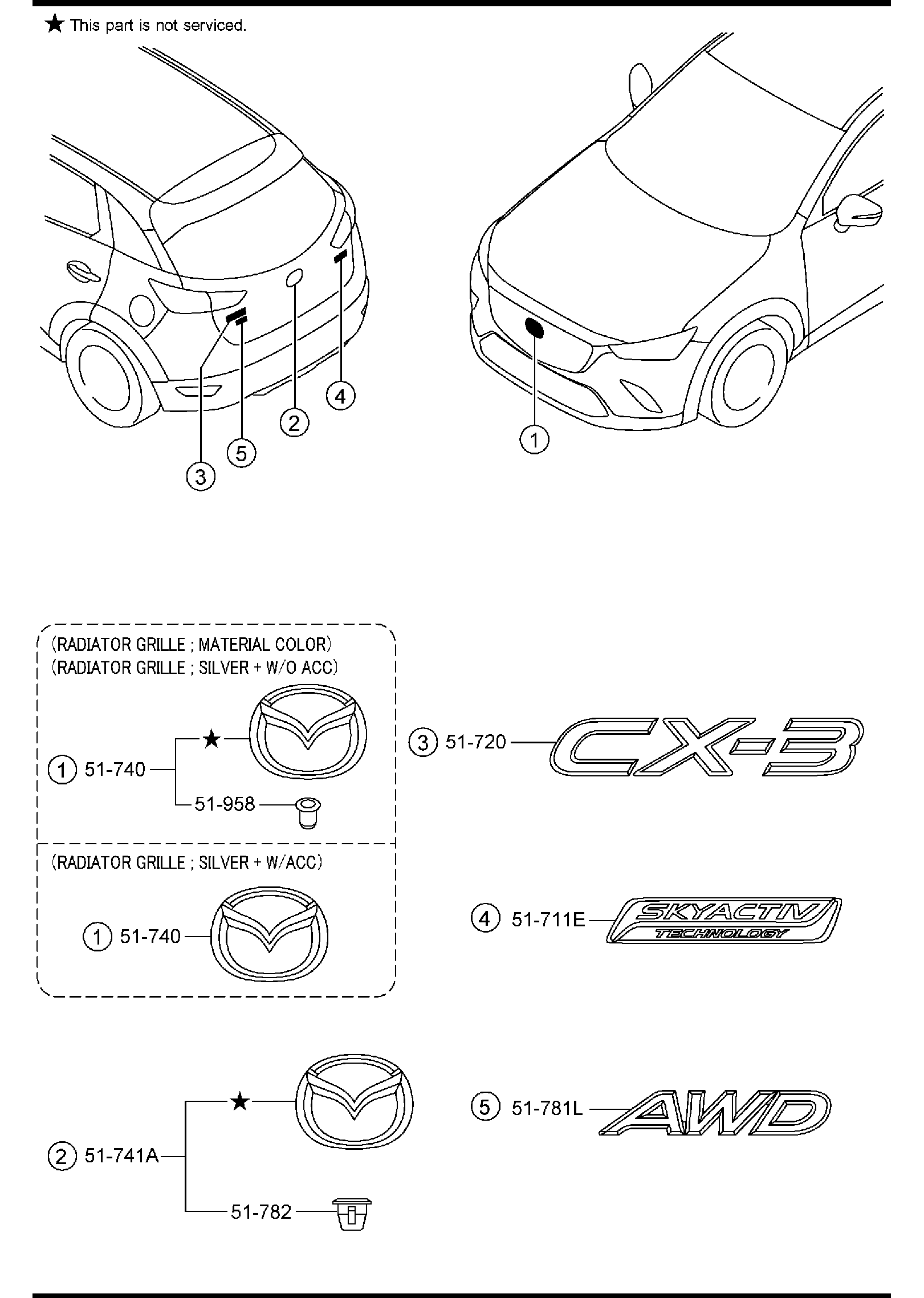 Diagram ORNAMENTS for your Mazda CX-3  