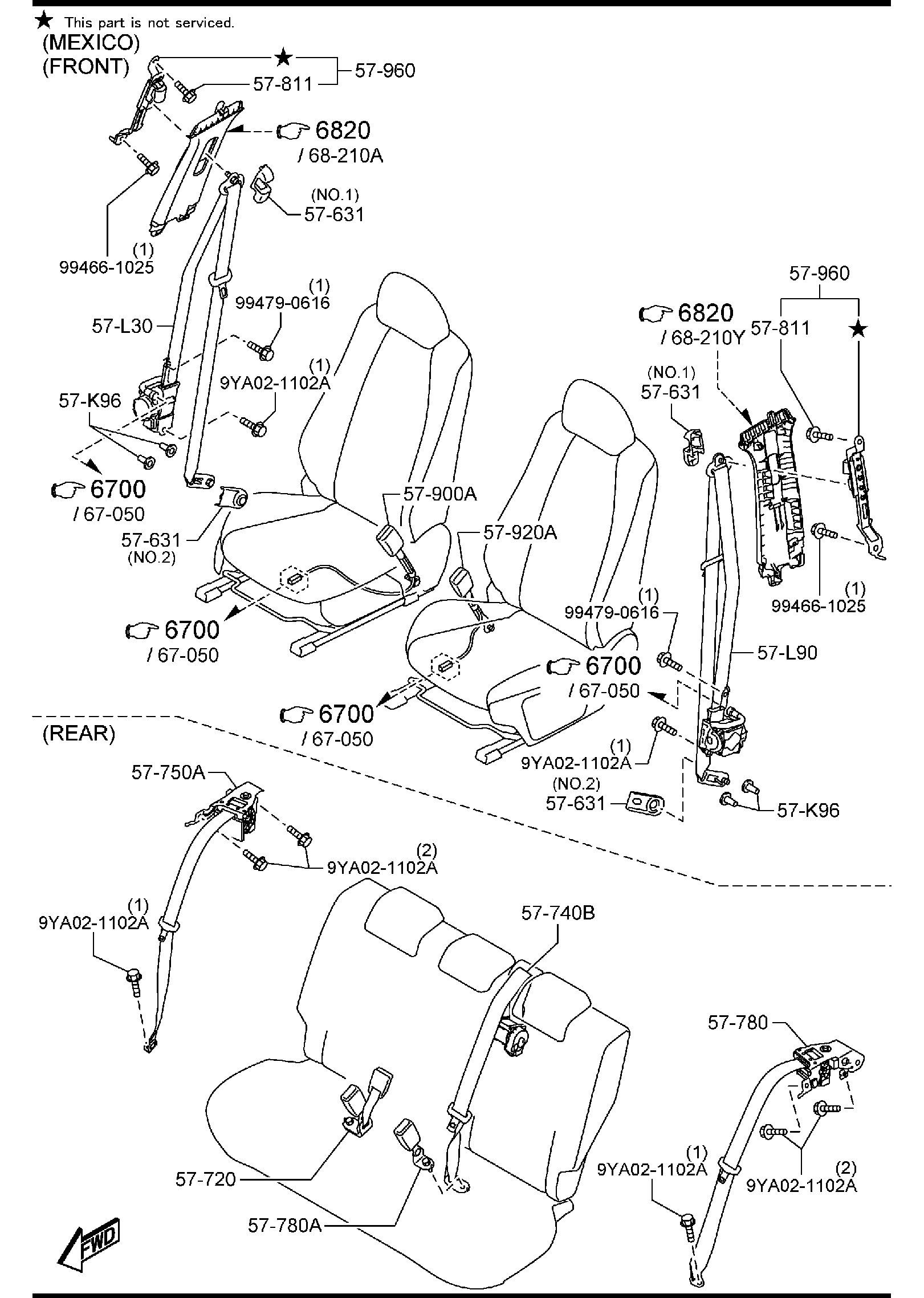 Diagram SEAT BELTS for your 2012 Mazda Mazda3   