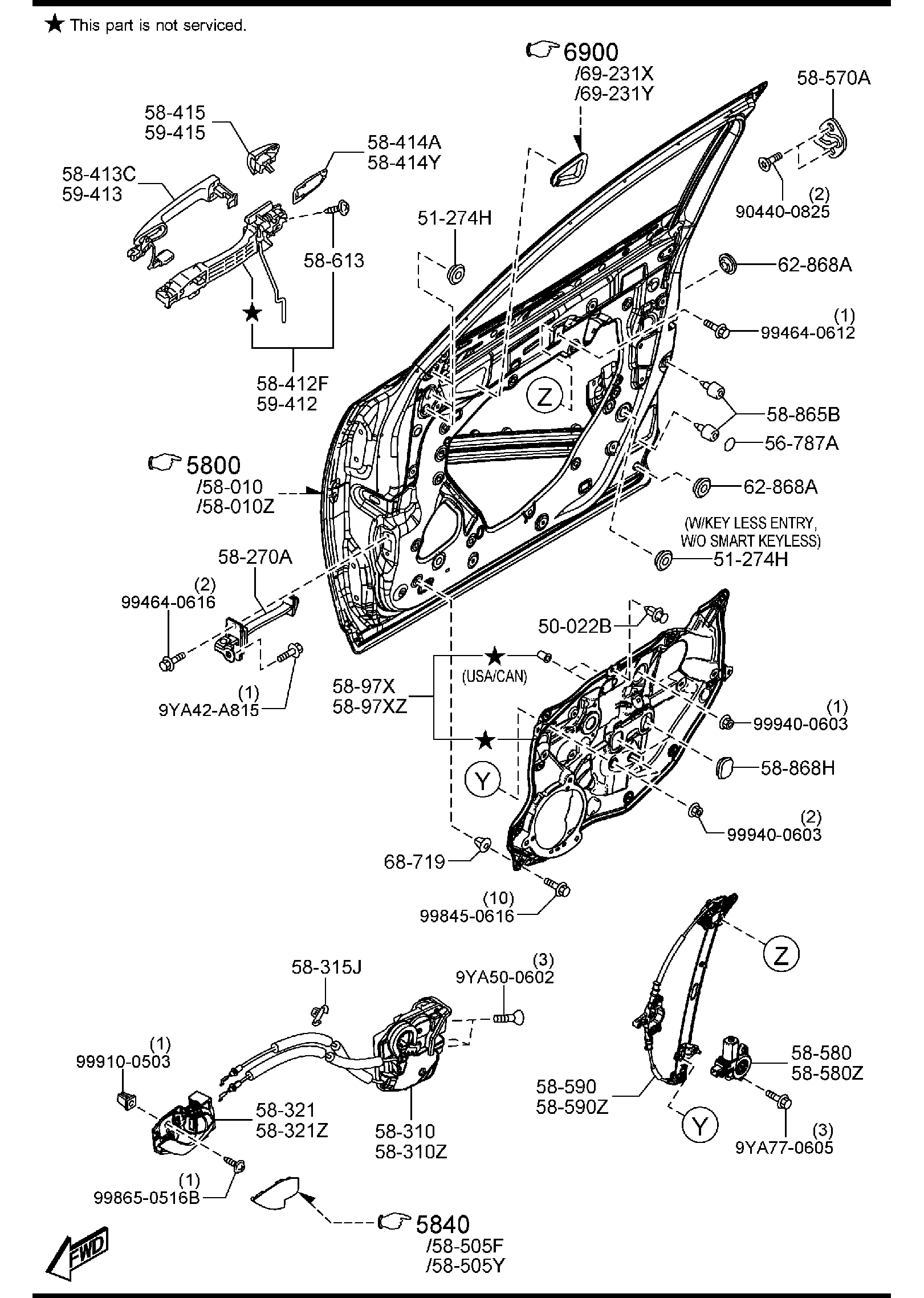 Diagram FRONT DOOR MECHANISMS for your Mazda CX-5  