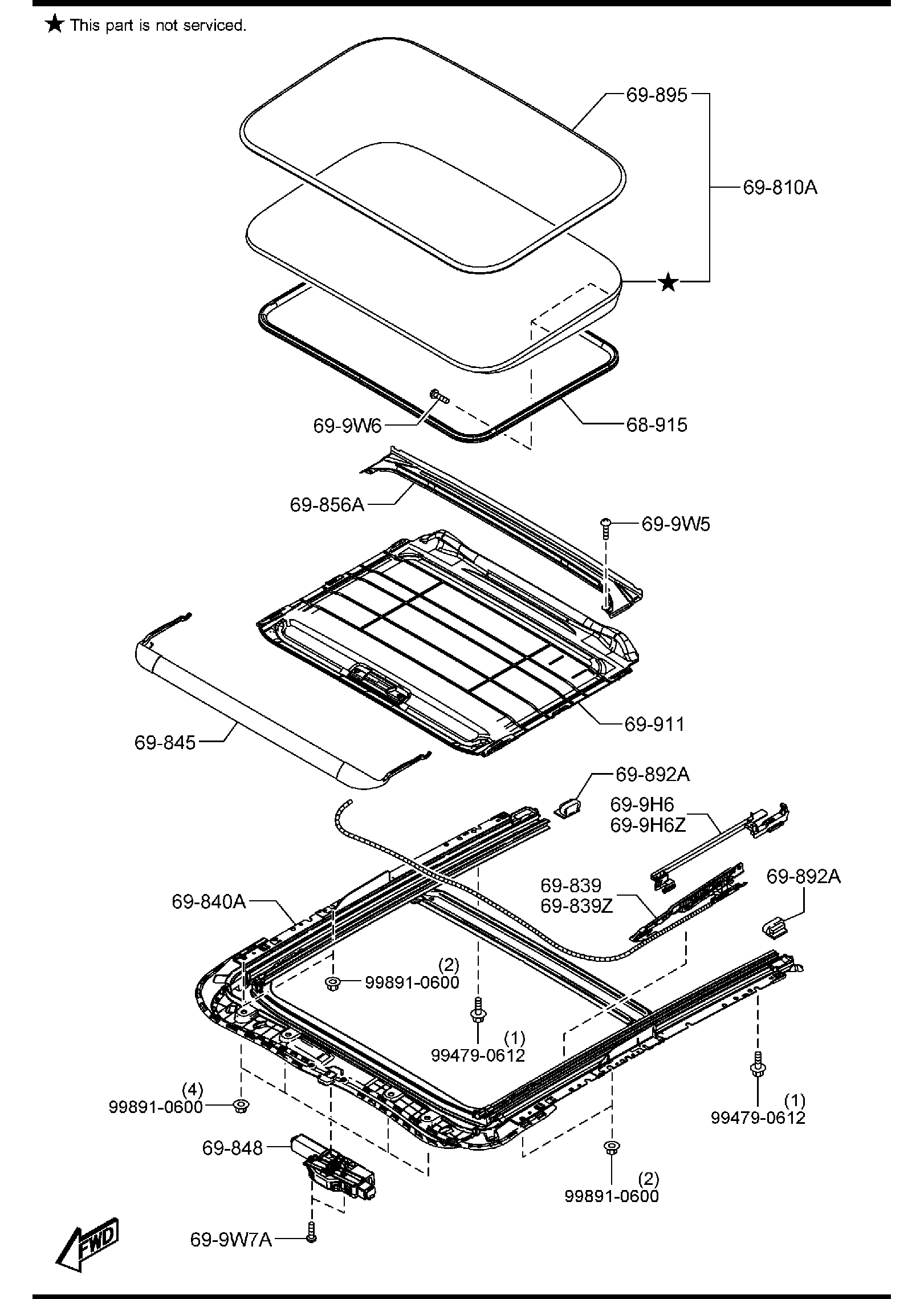 Diagram SUNROOF for your 2025 Mazda CX-70   