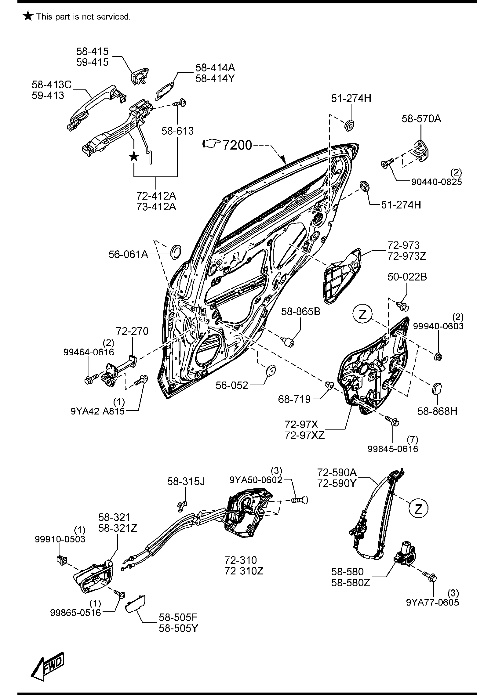Diagram REAR DOOR MECHANISMS for your 2011 Mazda CX-7   