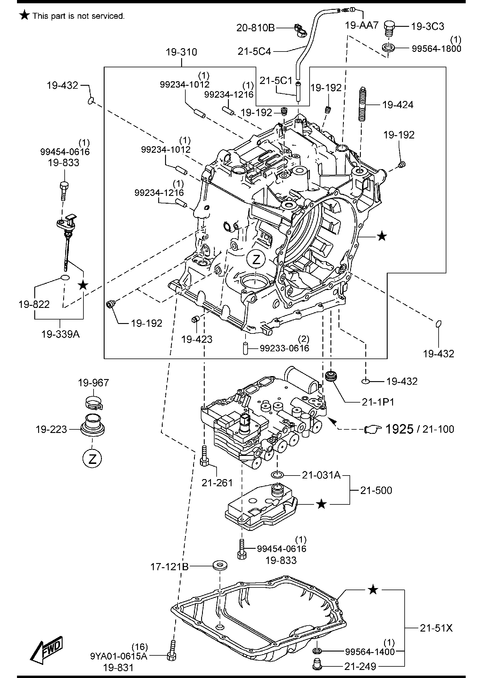 Diagram AUTOMATIC TRANSMISSION CASE & MAIN CONTROL SYSTEM for your 2000 Mazda MX-5 Miata   