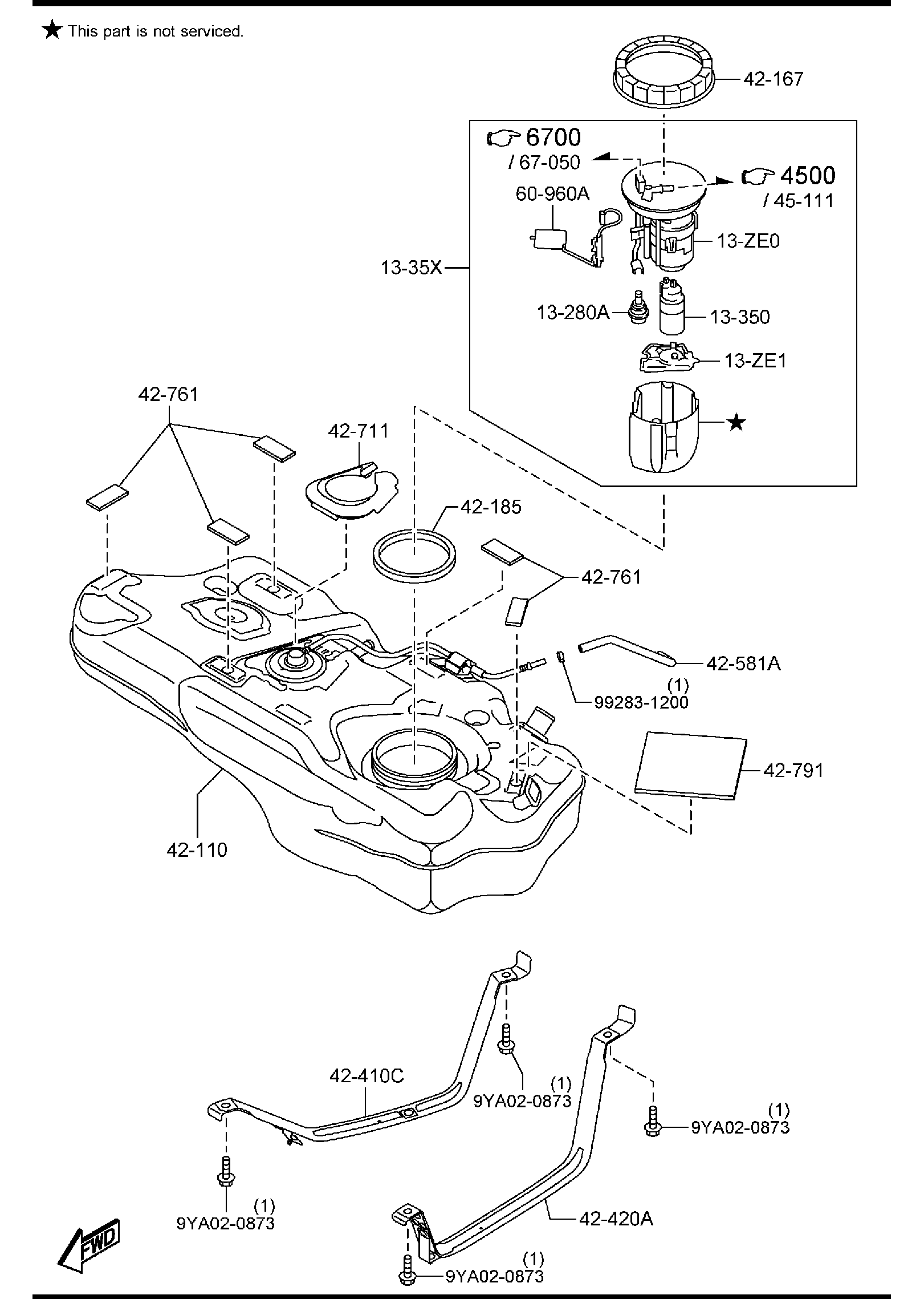 Diagram FUEL TANK (MEXICO) for your 2021 Mazda Mazda3 2.0L AT 2WD SEDAN BASE (VIN Begins: JM1) 