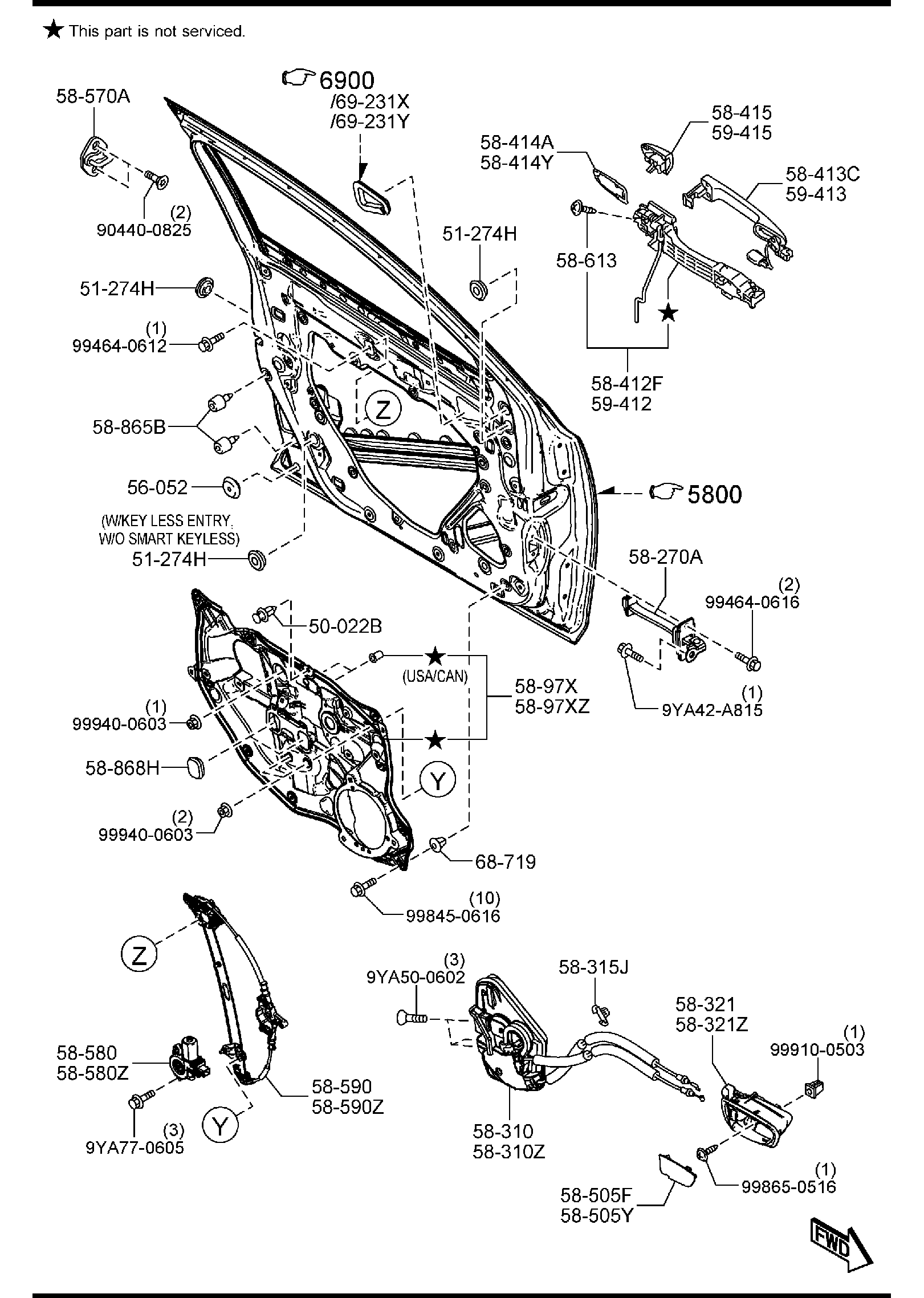 Diagram FRONT DOOR MECHANISMS for your 2018 Mazda CX-9   
