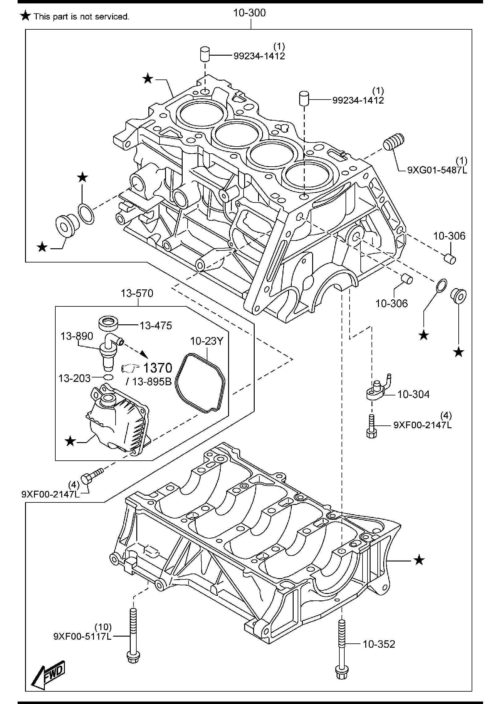 Diagram CYLINDER BLOCK for your Mazda