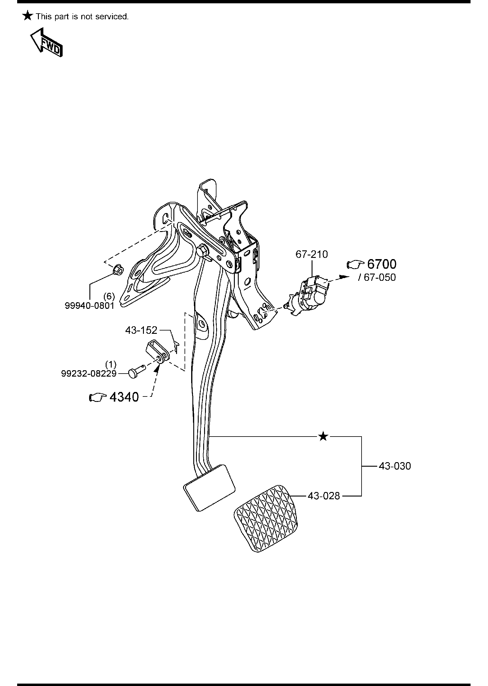 Diagram BRAKE PEDAL (AUTOMATIC TRANSMISSION) for your Mazda