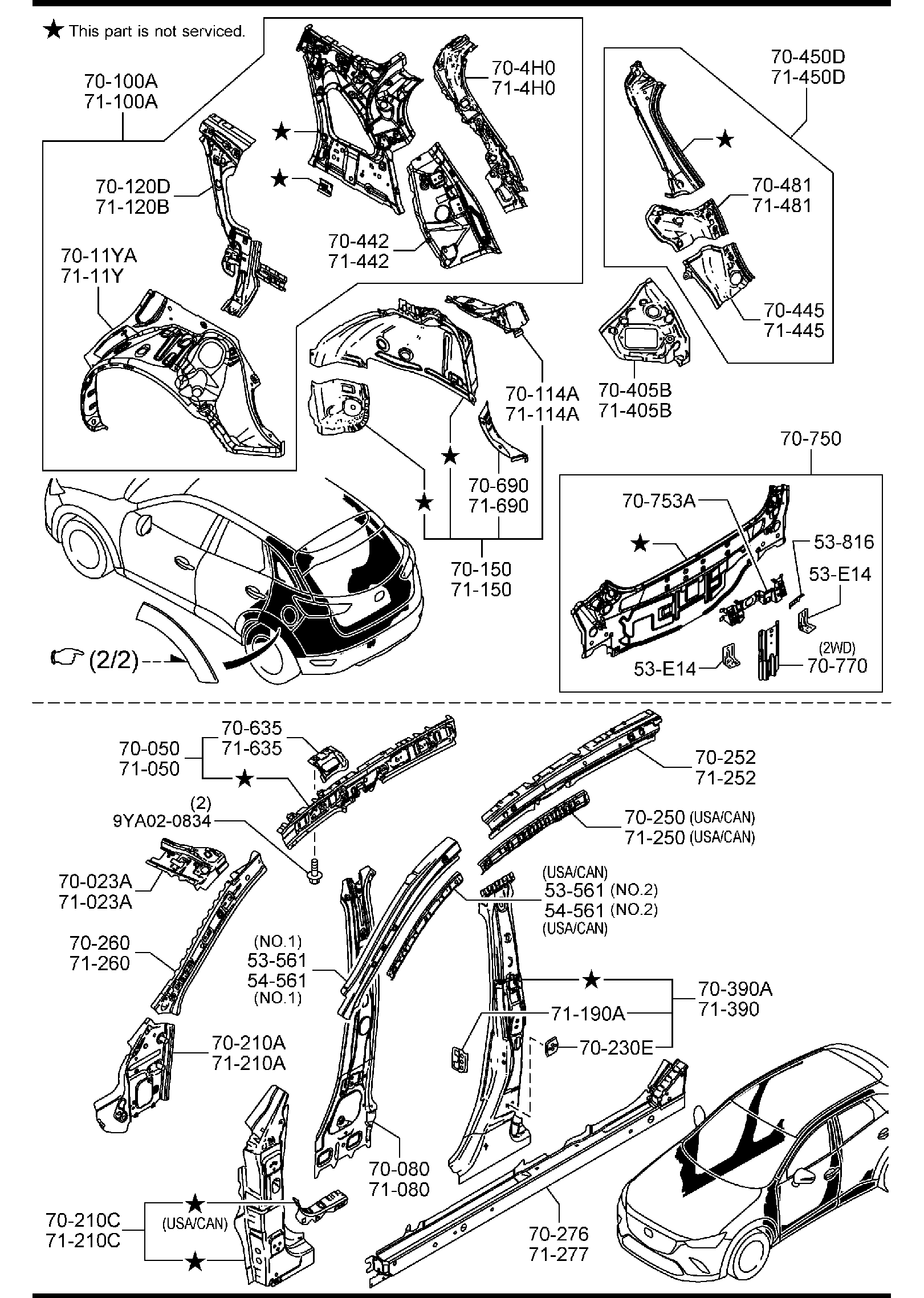 Diagram SIDE PANELS for your Mazda CX-3  