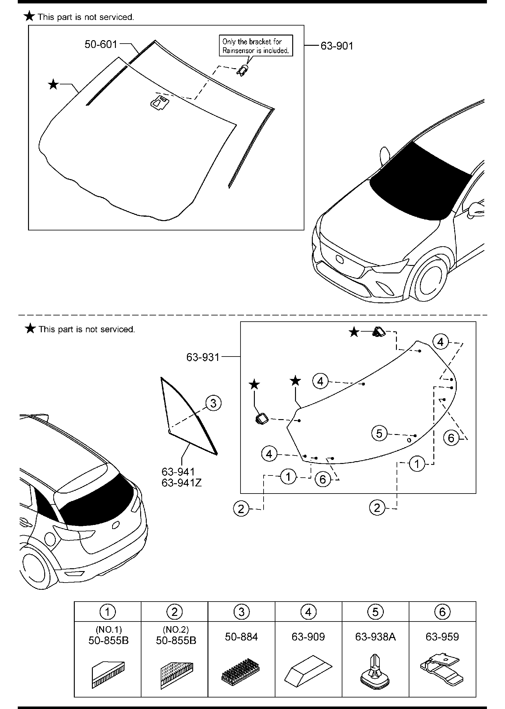 Diagram WINDOW GLASSES for your Mazda