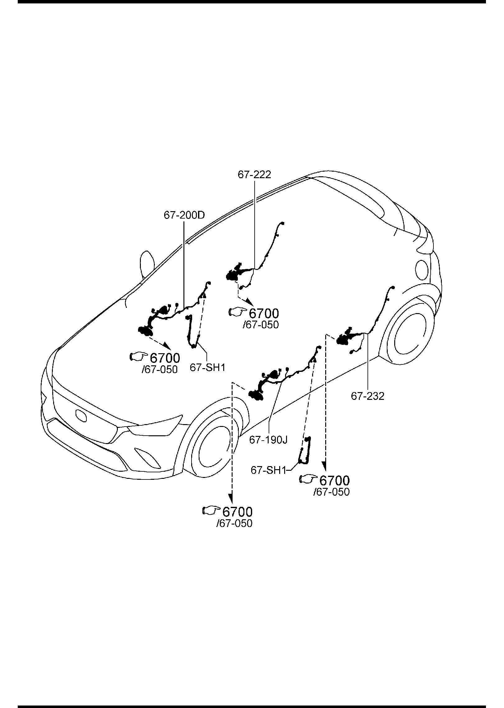 Diagram DOOR, FLOOR & CEILING WIRING HARNESSES for your Mazda