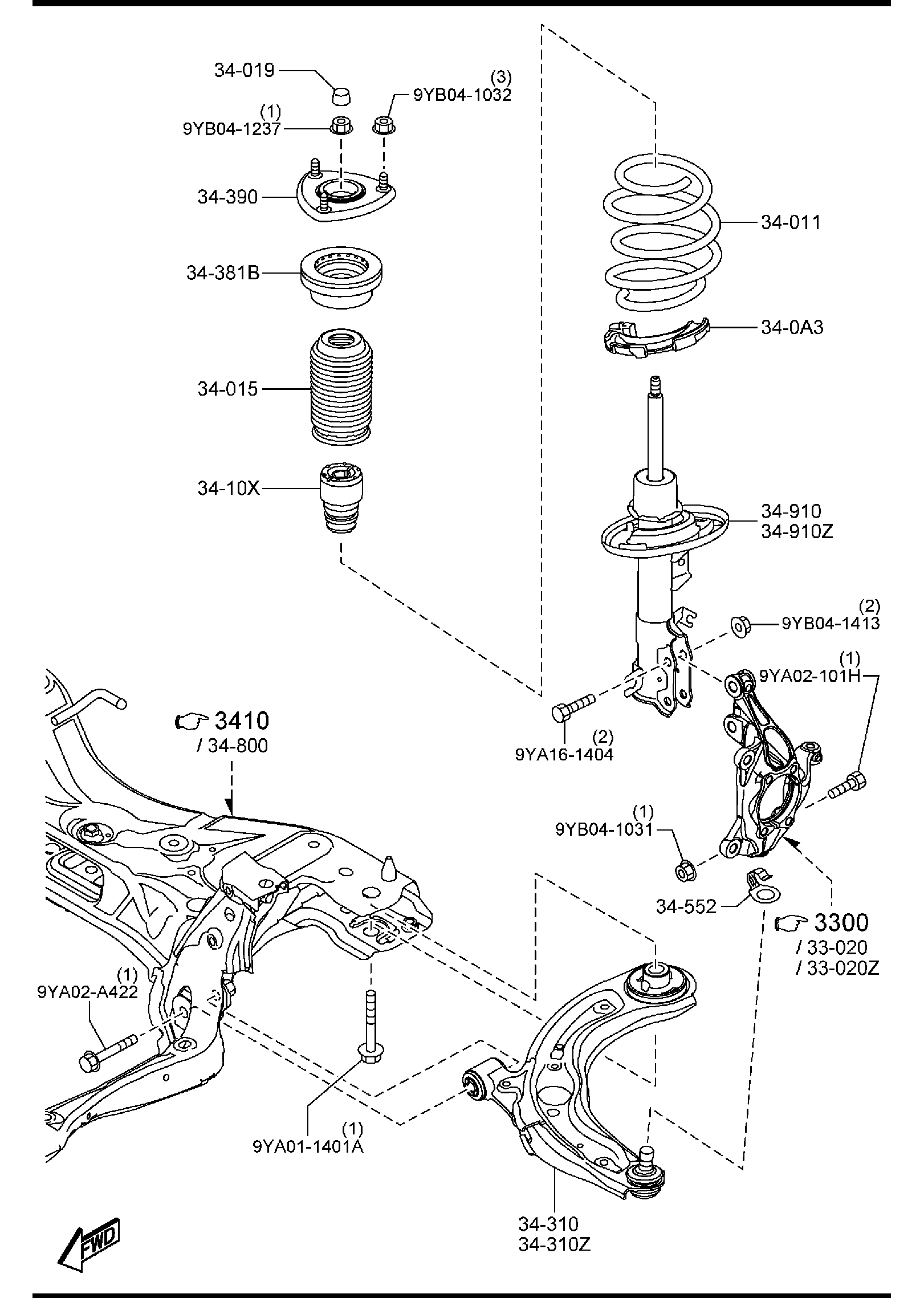 Diagram FRONT SUSPENSION MECHANISMS (2WD) for your 2016 Mazda CX-5   