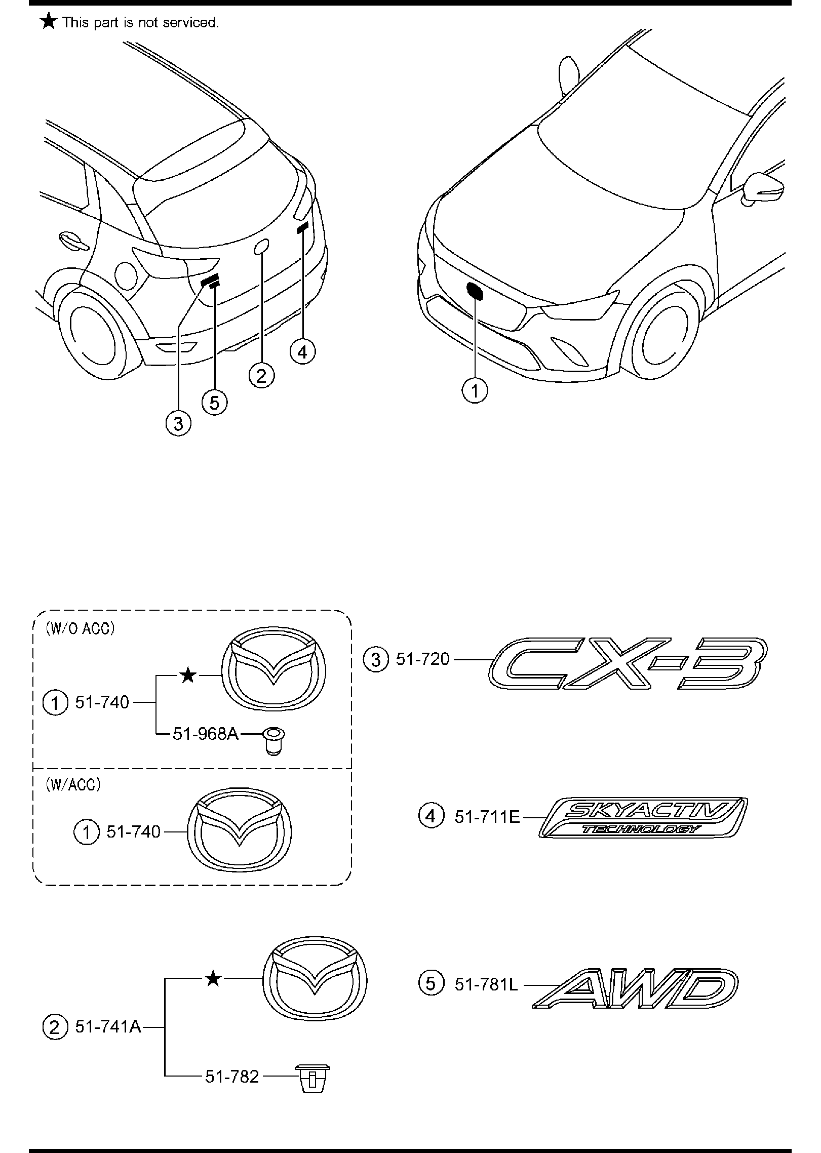 Diagram ORNAMENTS for your Mazda CX-3  