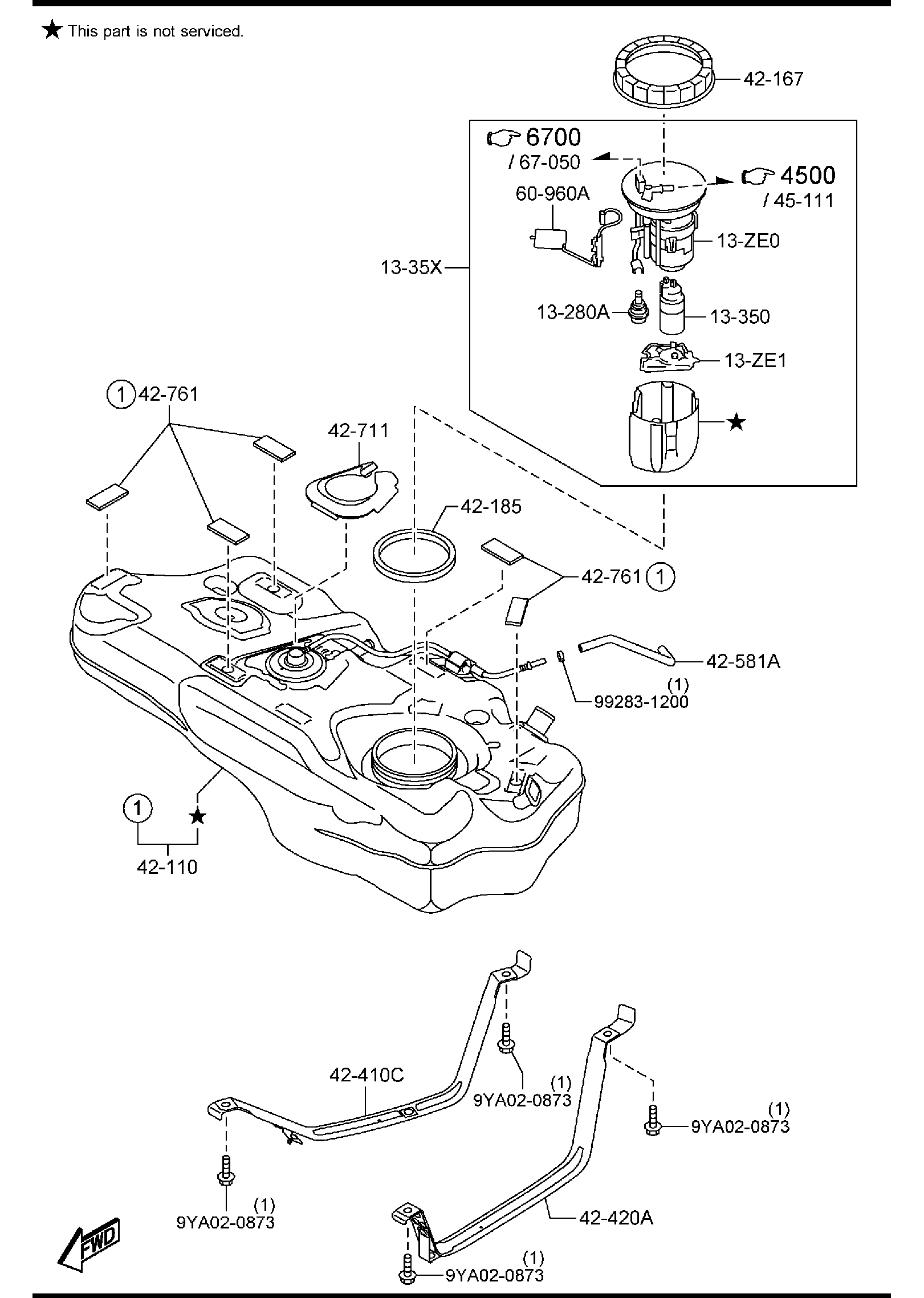 Diagram FUEL TANK (2WD)(MEXICO) for your 2005 Mazda MX-5 Miata   