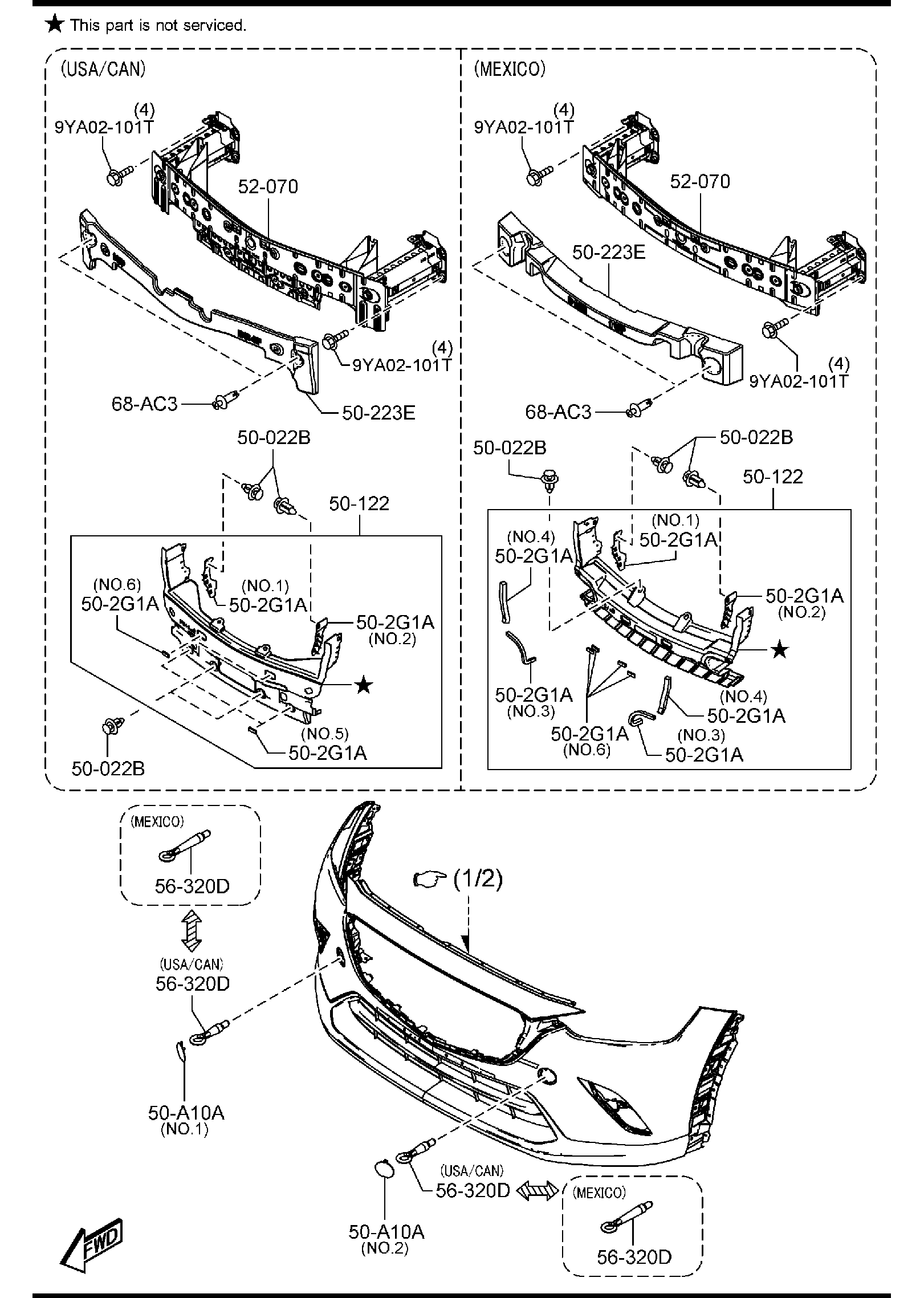 Diagram FRONT BUMPER for your 2006 Mazda MX-5 Miata   