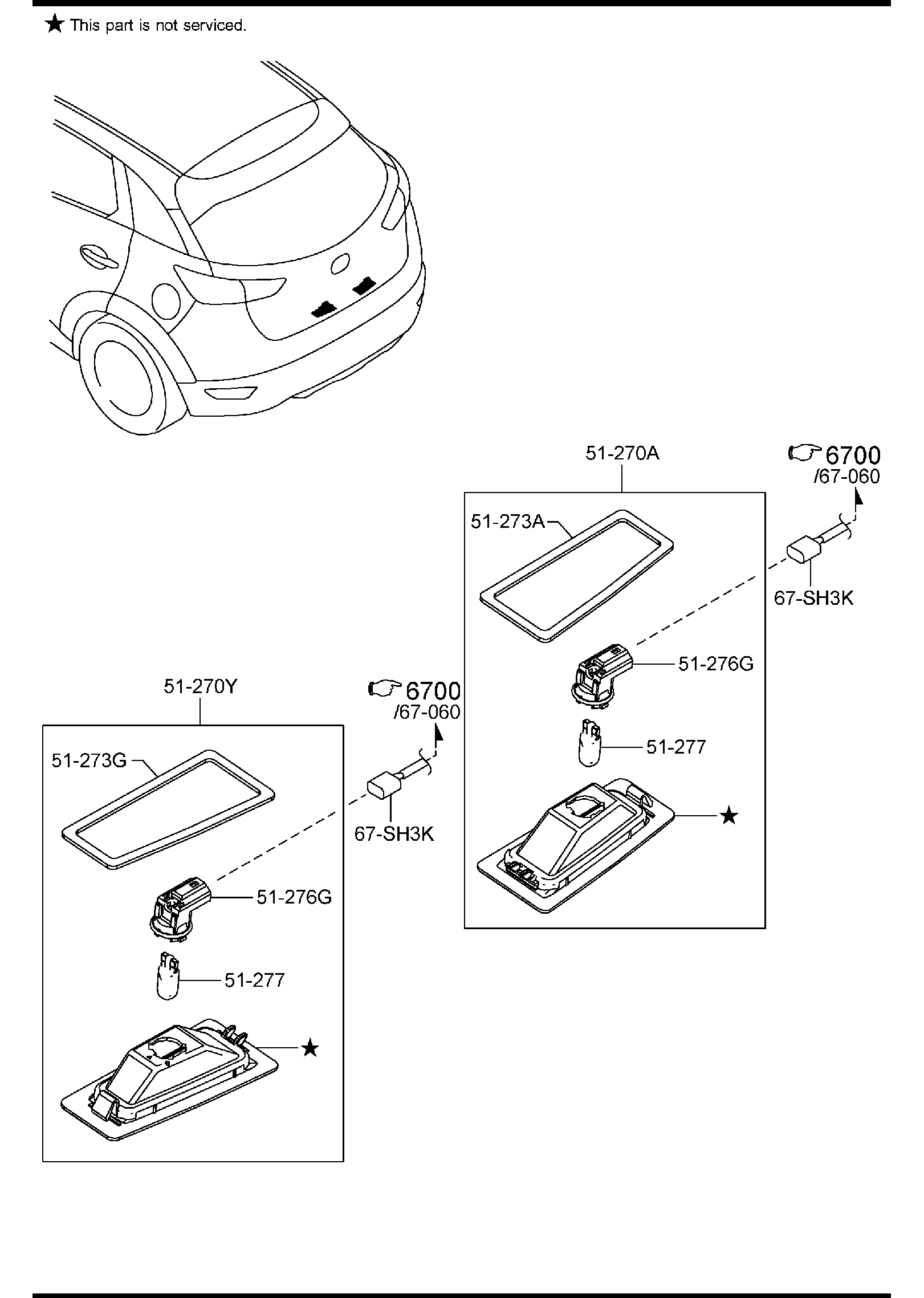 Diagram LICENSE LAMPS for your Mazda