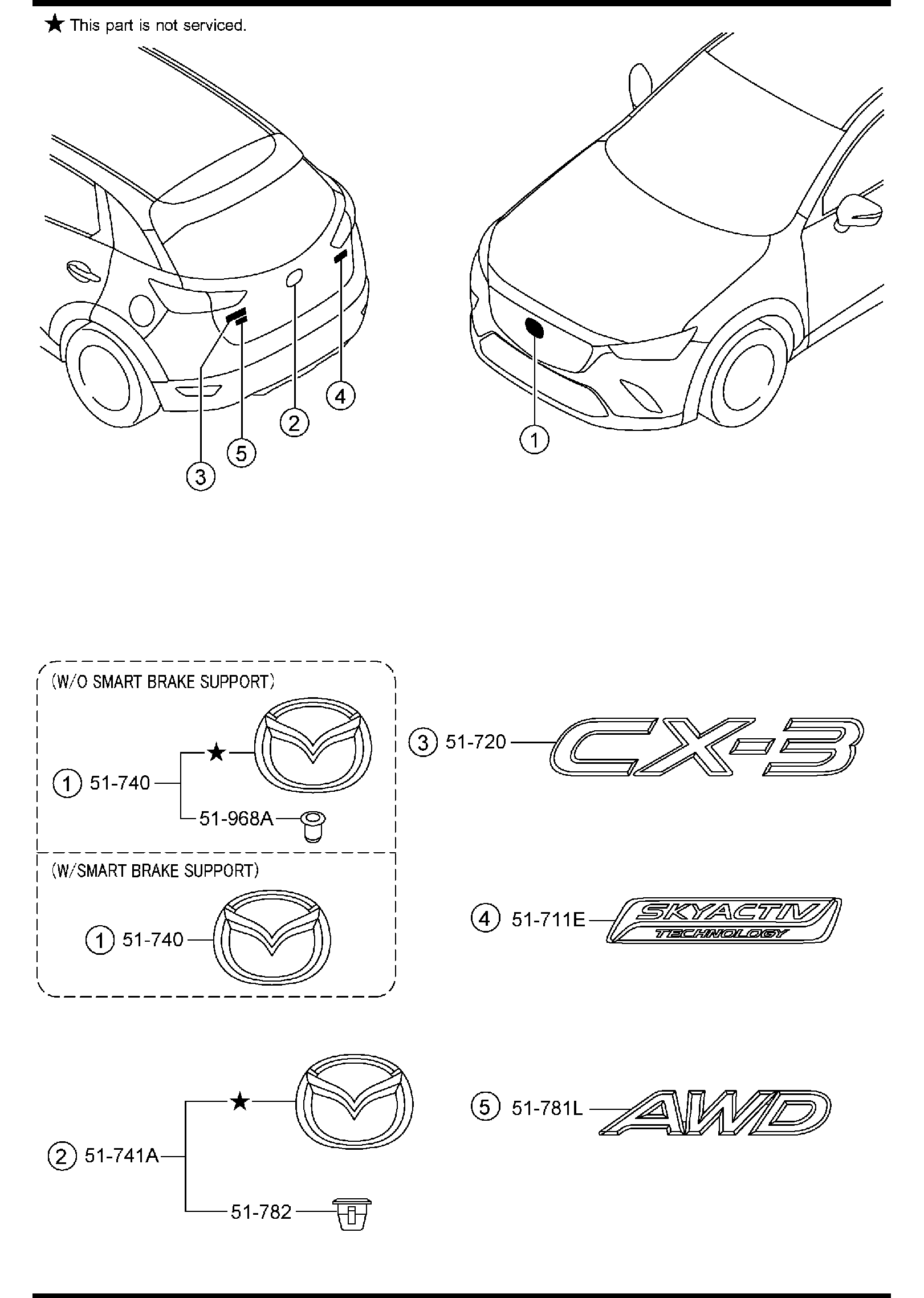 Diagram ORNAMENTS for your Mazda CX-3  