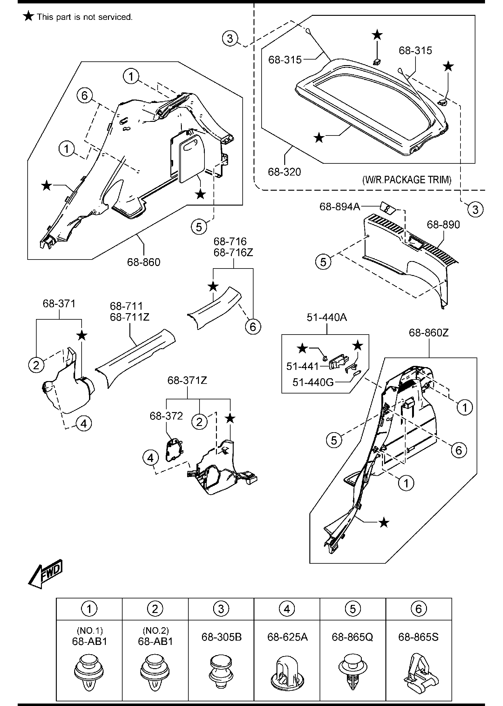 Diagram TRIMS & SCUFF PLATES (HATCHBACK) for your 2010 Mazda Mazda3  SEDAN SIGNATURE 