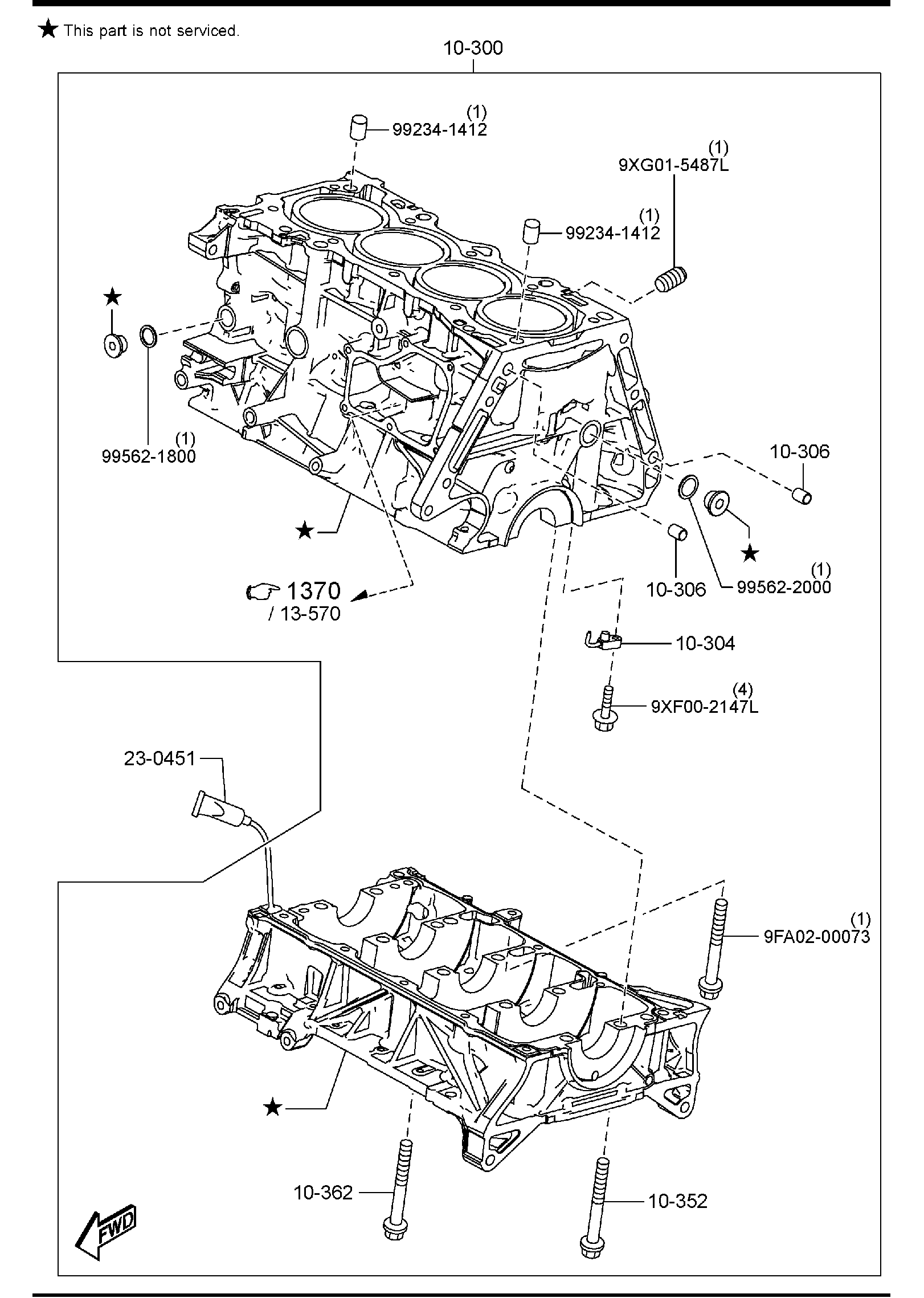 Diagram CYLINDER BLOCK (2500CC) for your 2012 Mazda CX-9  Sport 