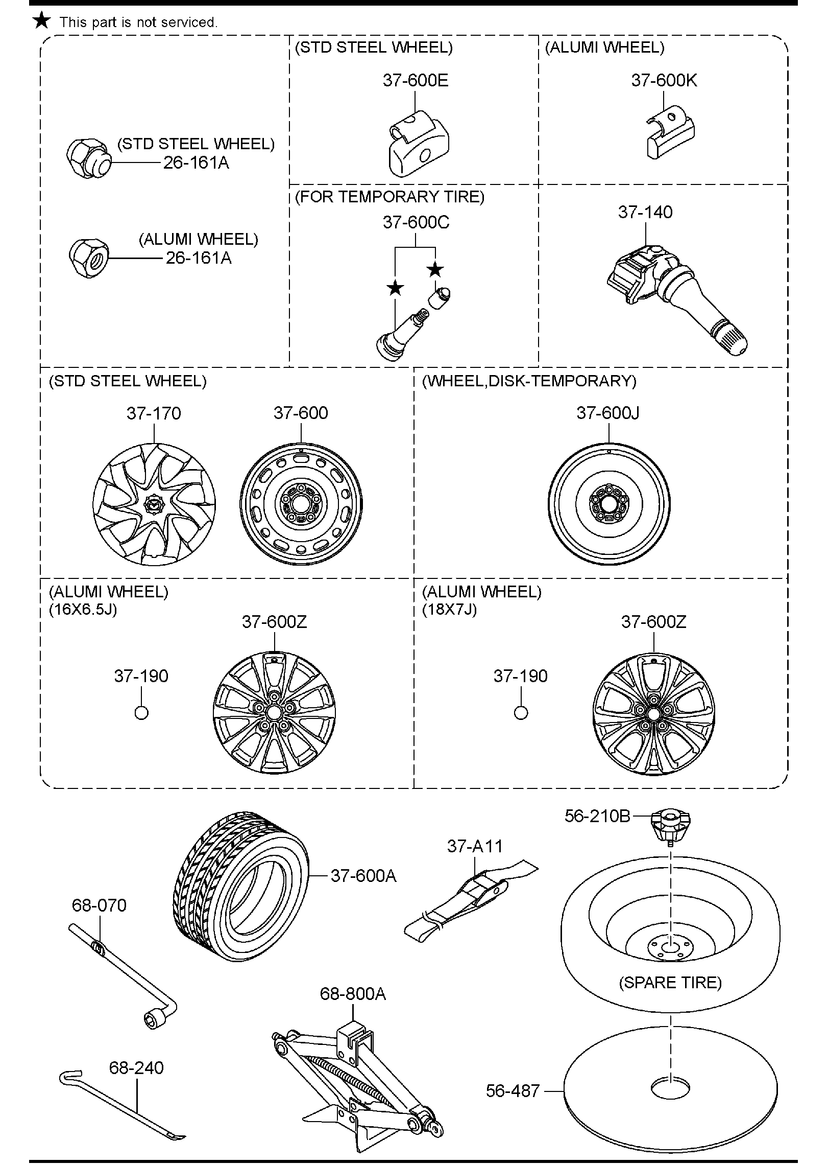 Diagram TIRES & JACK for your 2008 Mazda Mazda3 2.3L AT HATCHBACK SIGNATURE 