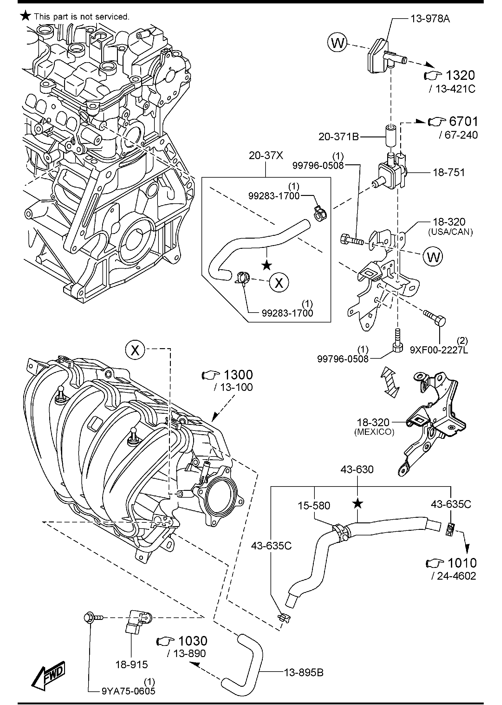 Diagram EMISSION CONTROL SYSTEM (INLET SIDE) for your Mazda