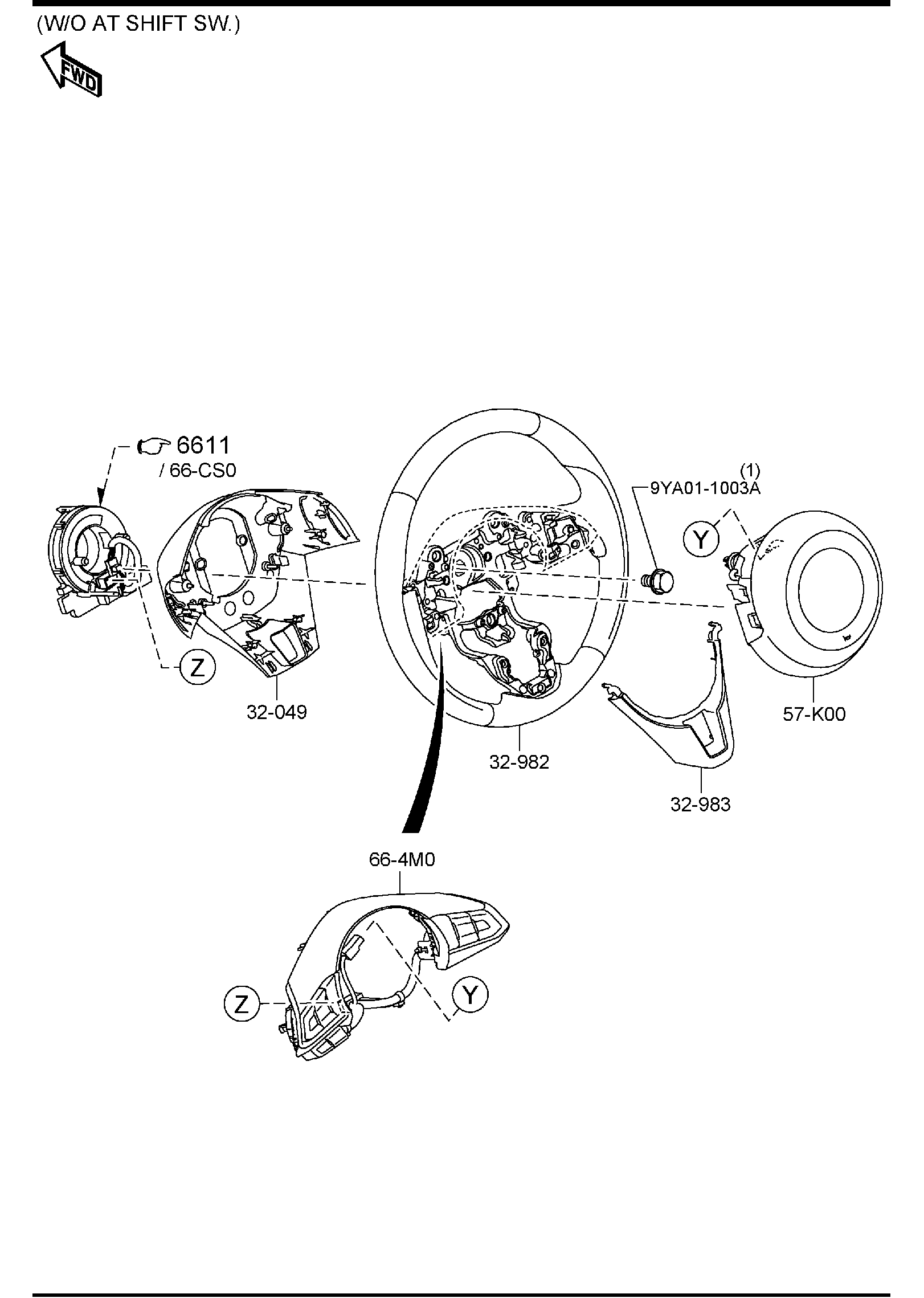 Diagram STEERING WHEEL for your 2023 Mazda Mazda3  SEDAN (VIN Begins: JM1) 