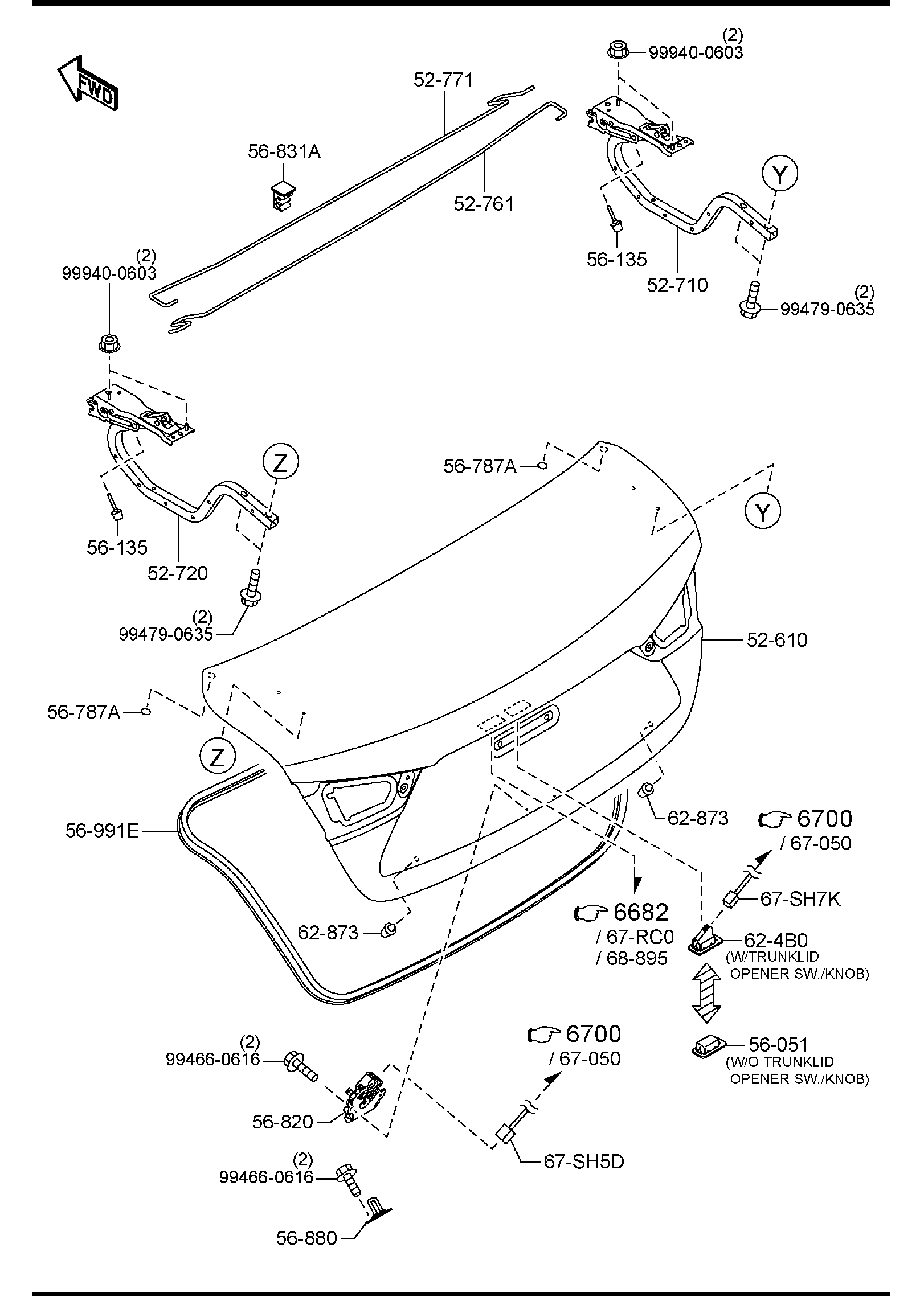 Diagram TRUNK LID (SEDAN) for your 2010 Mazda Mazda3 2.5L AT HATCHBACK SP 