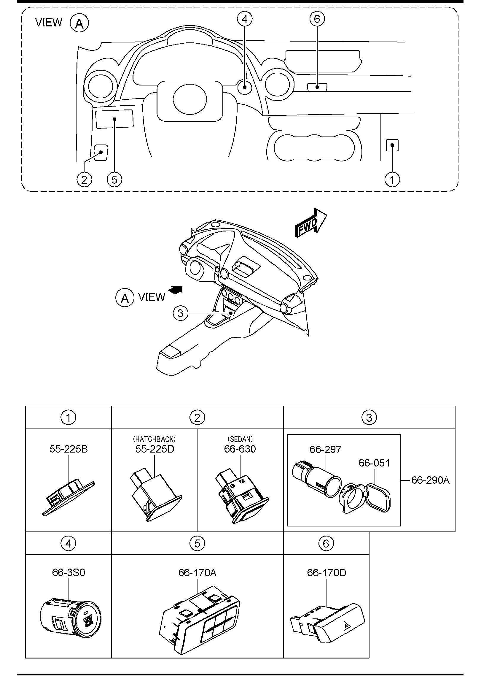 Diagram DASHBOARD SWITCHES for your Mazda