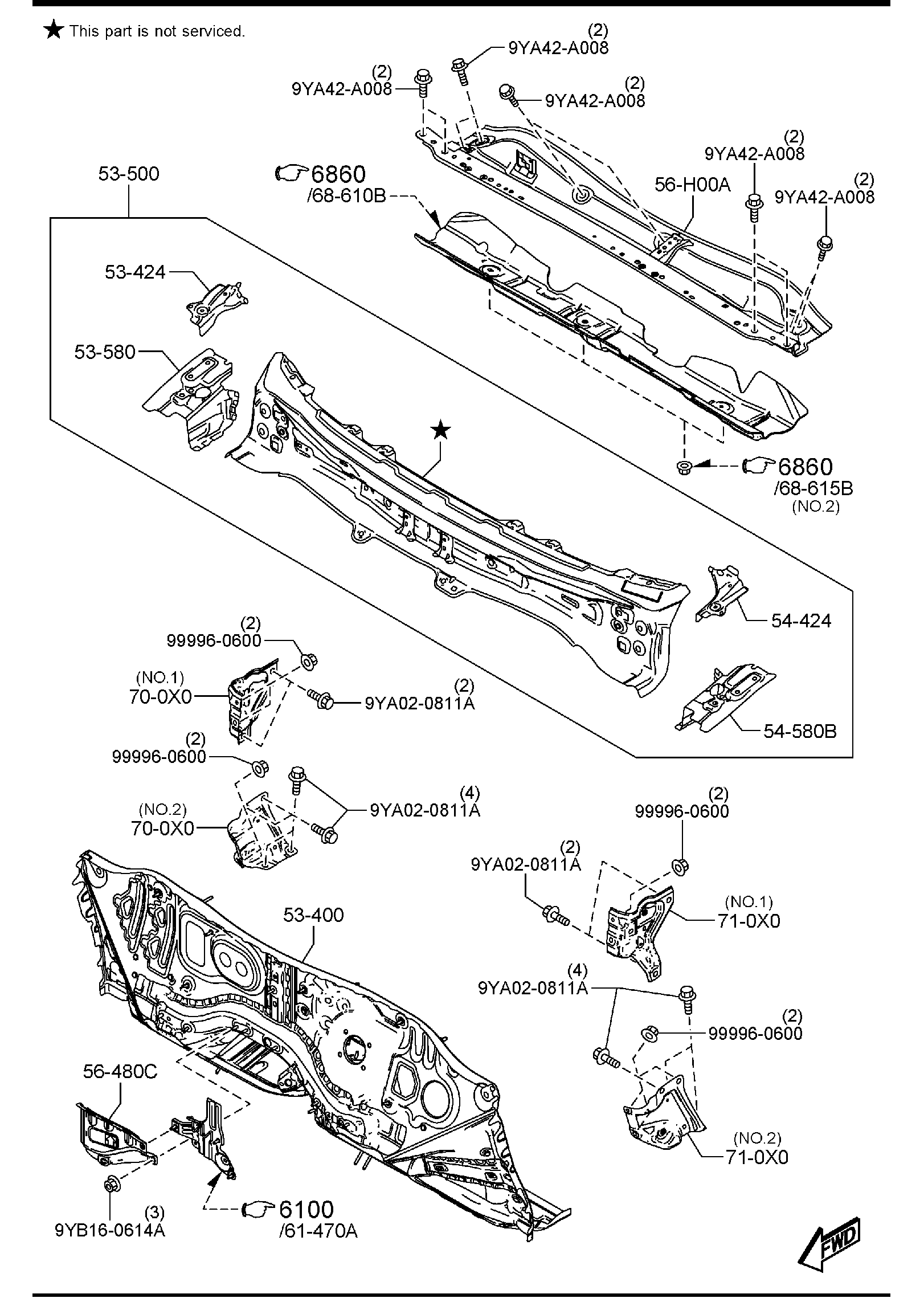 Diagram DASH & COWL PANELS for your Mazda