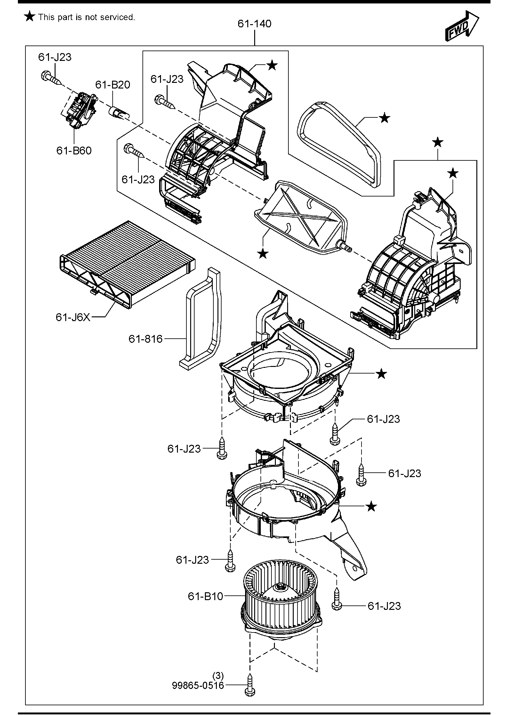 Diagram HEATER BLOWER COMPONENTS for your Mazda