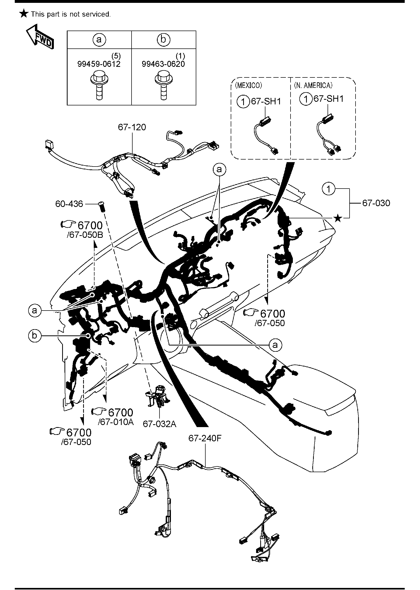 Diagram DASHBOARD WIRING HARNESSES for your Mazda