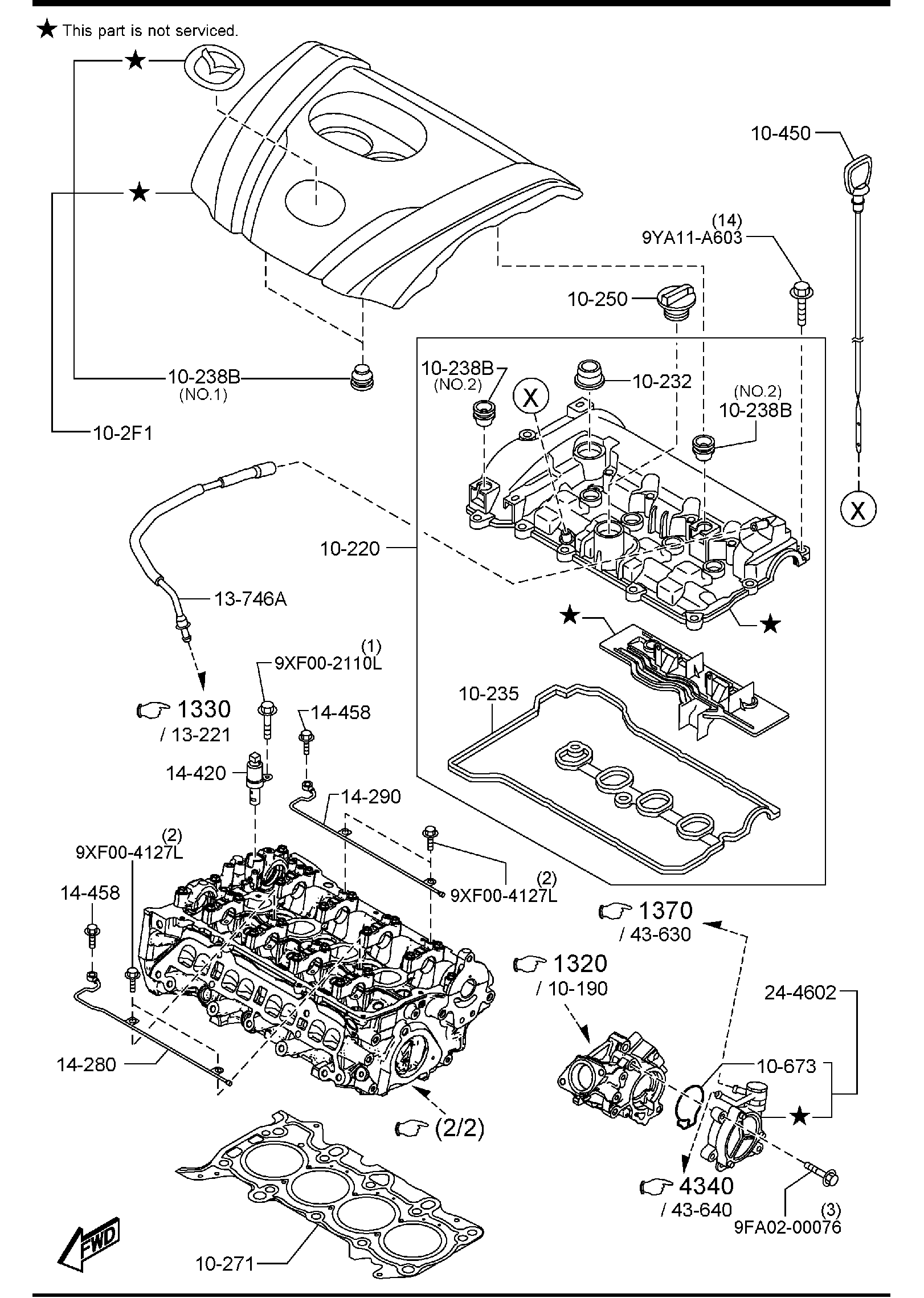 Diagram CYLINDER HEAD & COVER (2000CC) for your 2018 Mazda Mazda3  HATCHBACK SP (VIN Begins: JM1) 