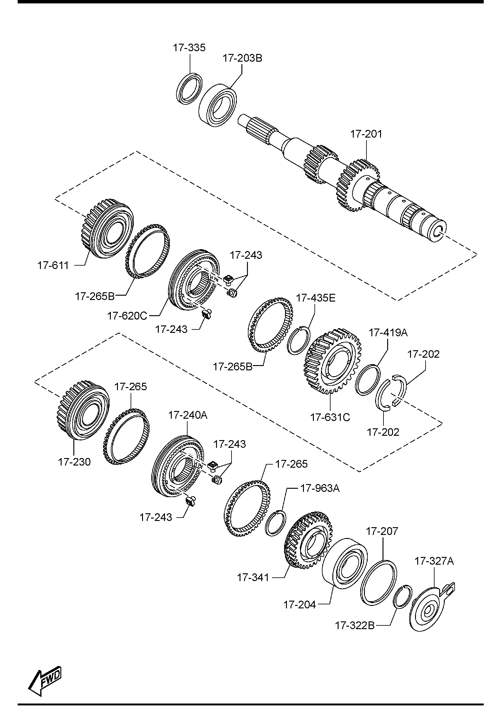 Diagram MANUAL TRANSMISSION GEARS for your Mazda