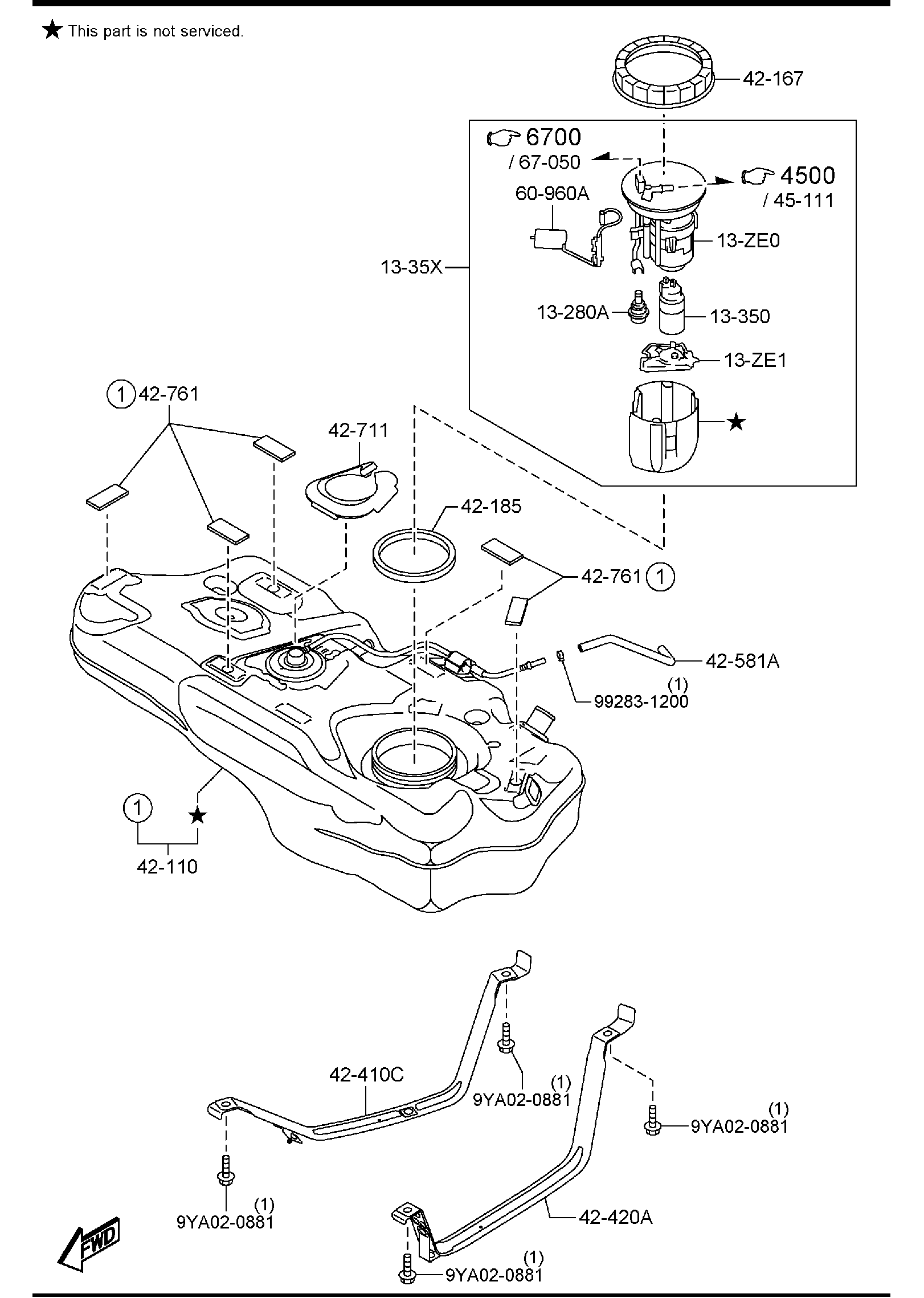 Diagram FUEL TANK (2WD)(MEXICO) for your 2005 Mazda MX-5 Miata   
