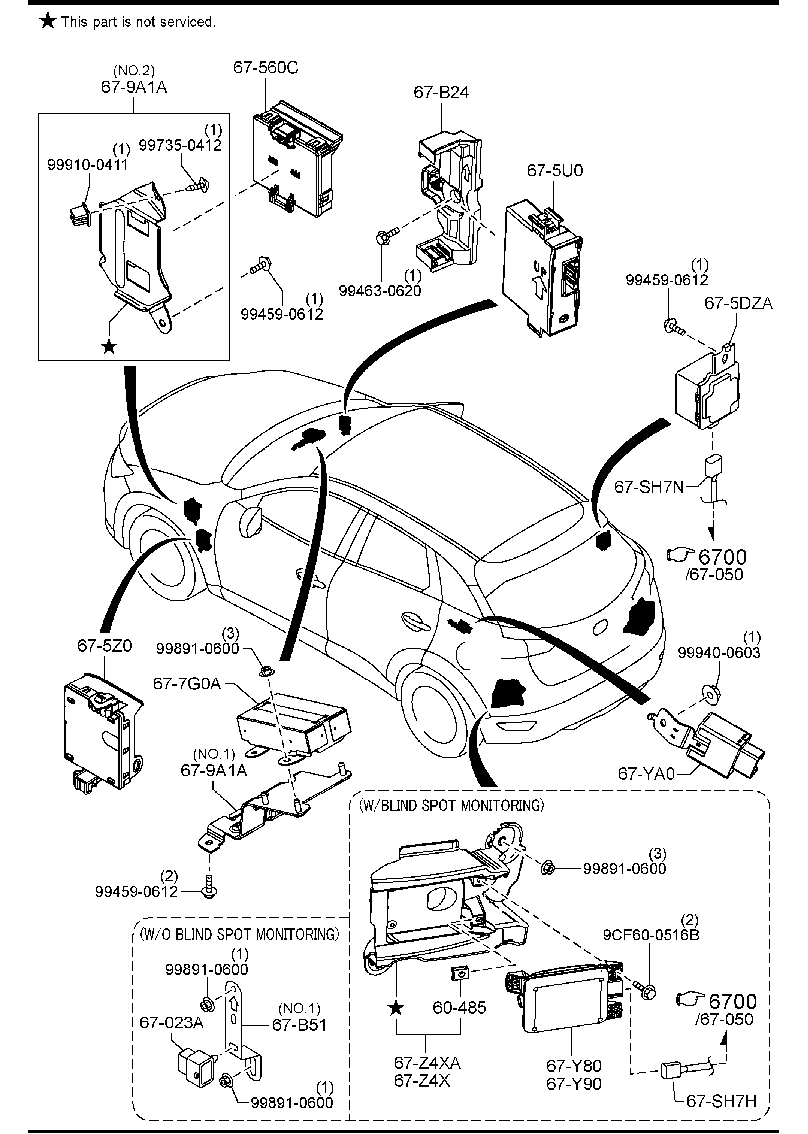 Diagram BODY RELAYS & UNITS for your 1990 Mazda 323  HATCHBACK SE 