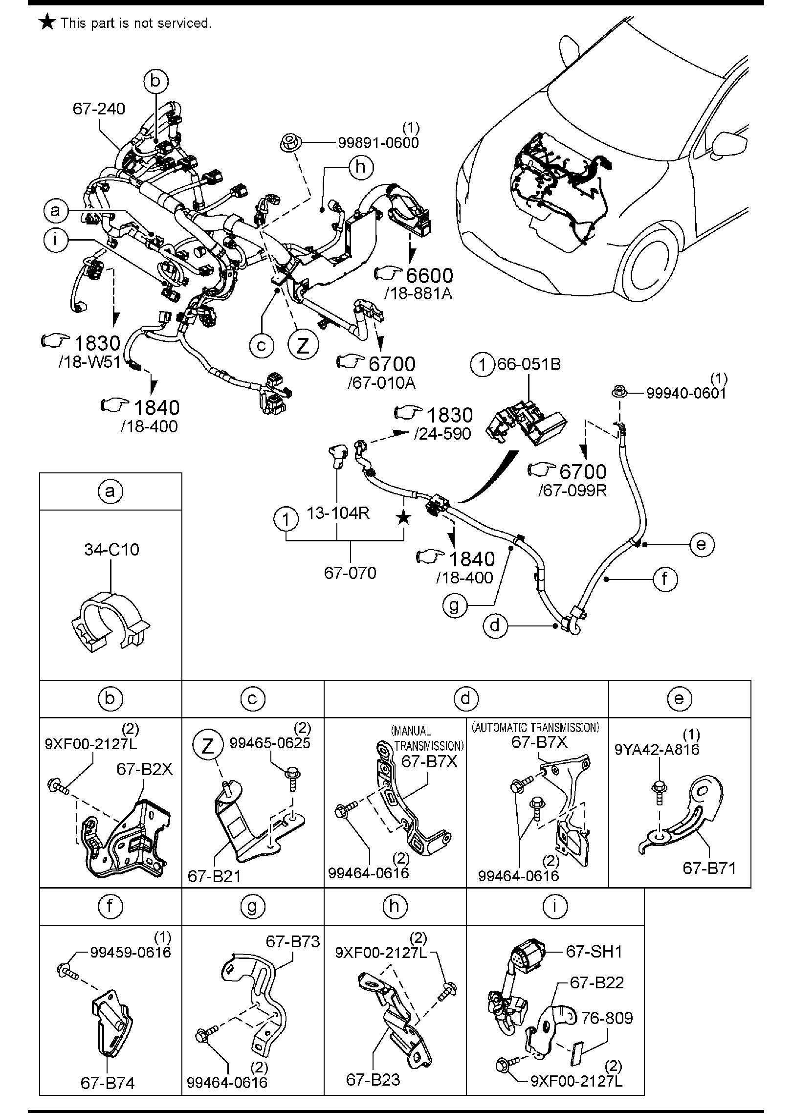 Diagram ENGINE & T/MISSION WIRING HARNESSES for your Mazda