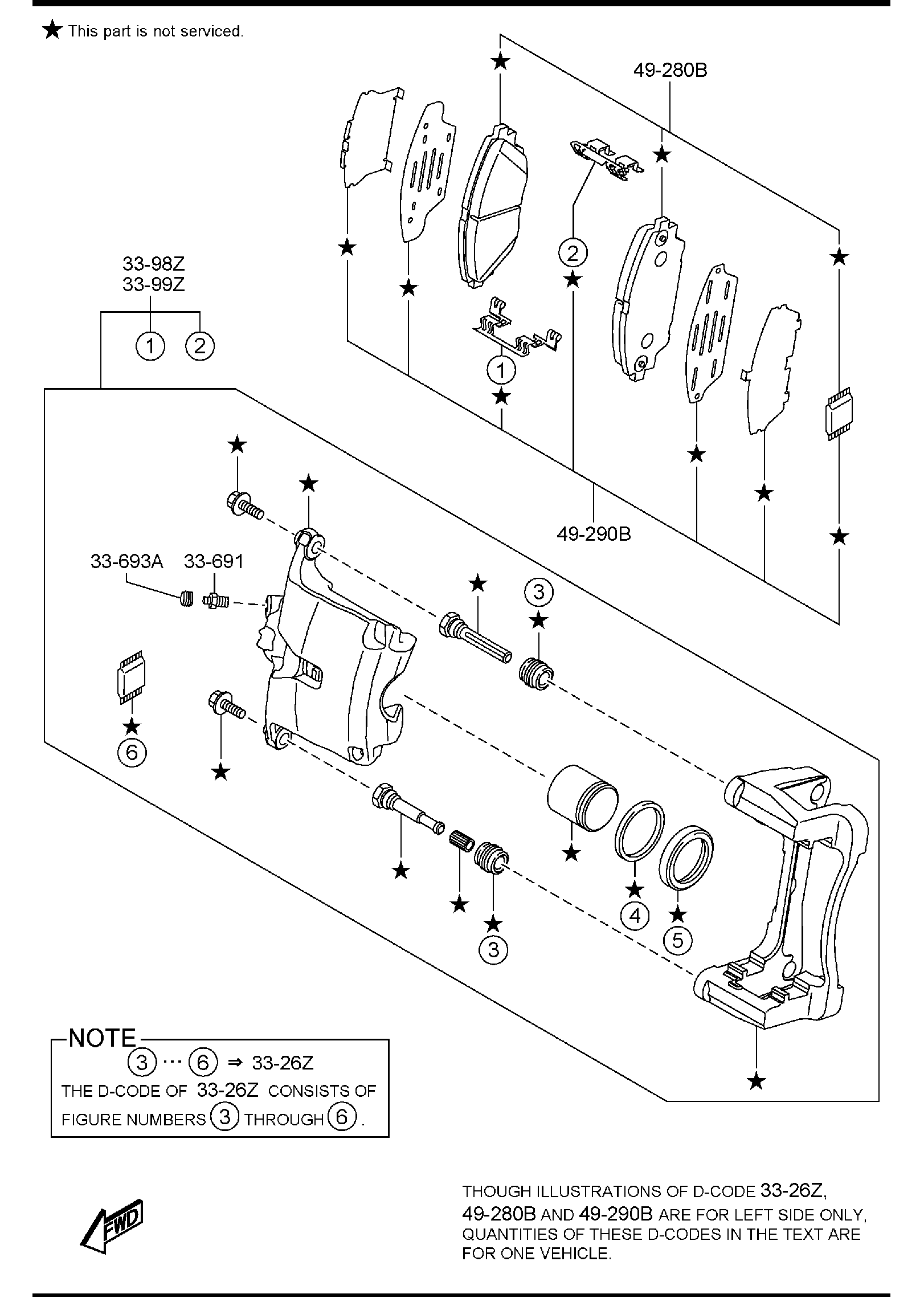 Diagram FRONT BRAKE MECHANISMS for your 2000 Mazda Protege   