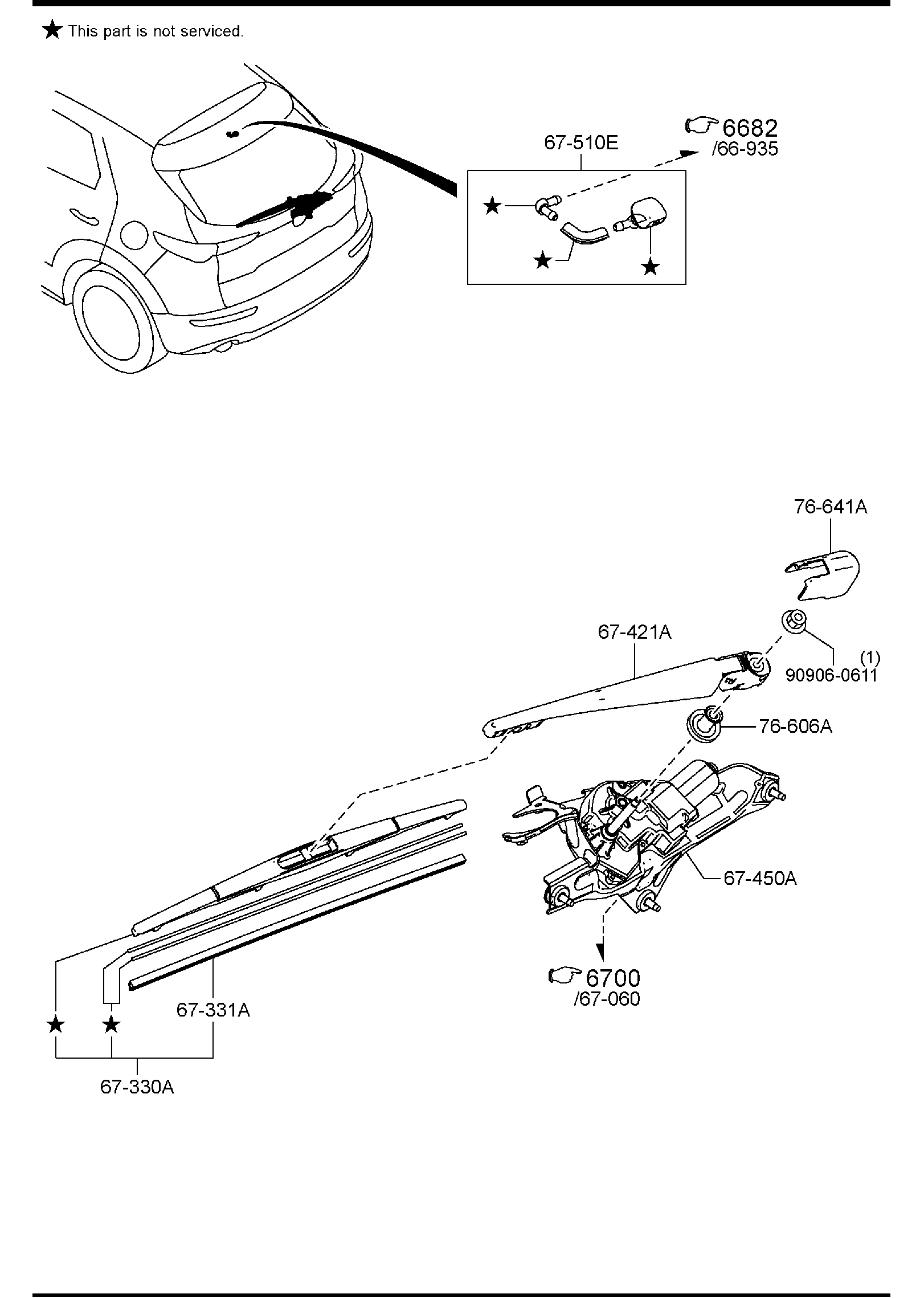 Diagram WINDOW WIPER & WASHER (REAR) for your 2015 Mazda Mazda3 2.0L MT 2WD SEDAN I SV 