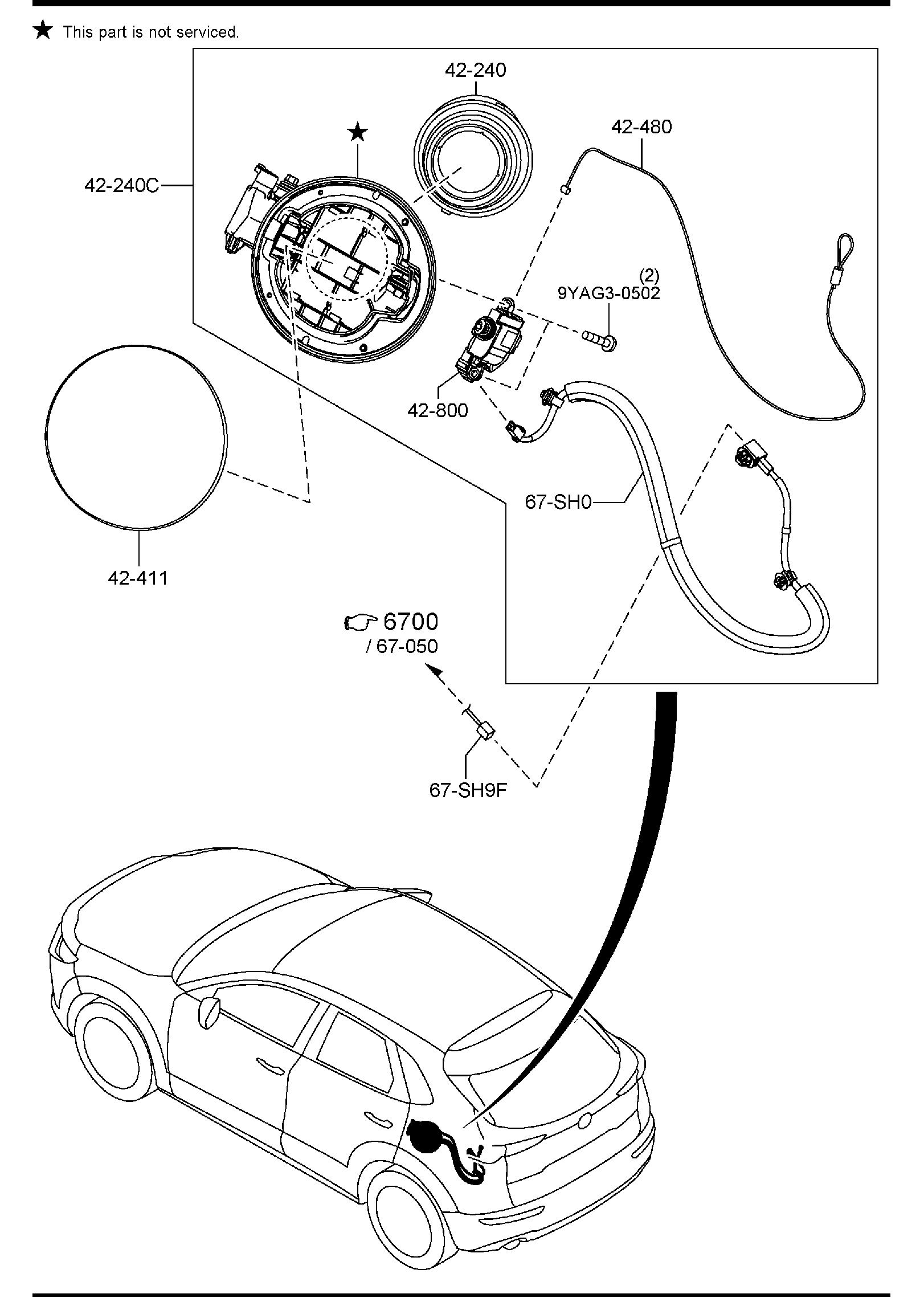 Diagram FUEL LID OPENER for your Mazda