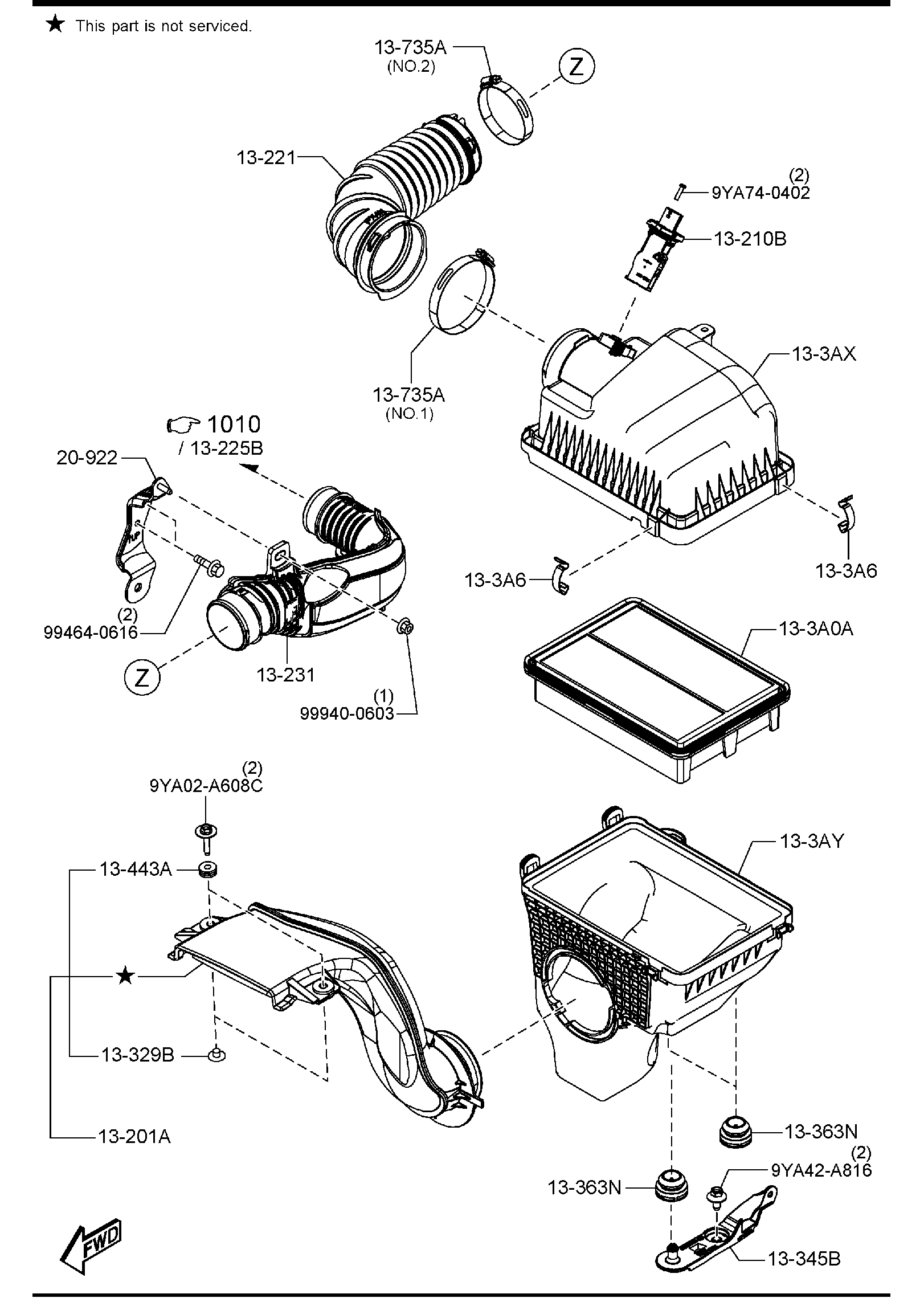Diagram AIR CLEANER (W/TURBO) for your Mazda