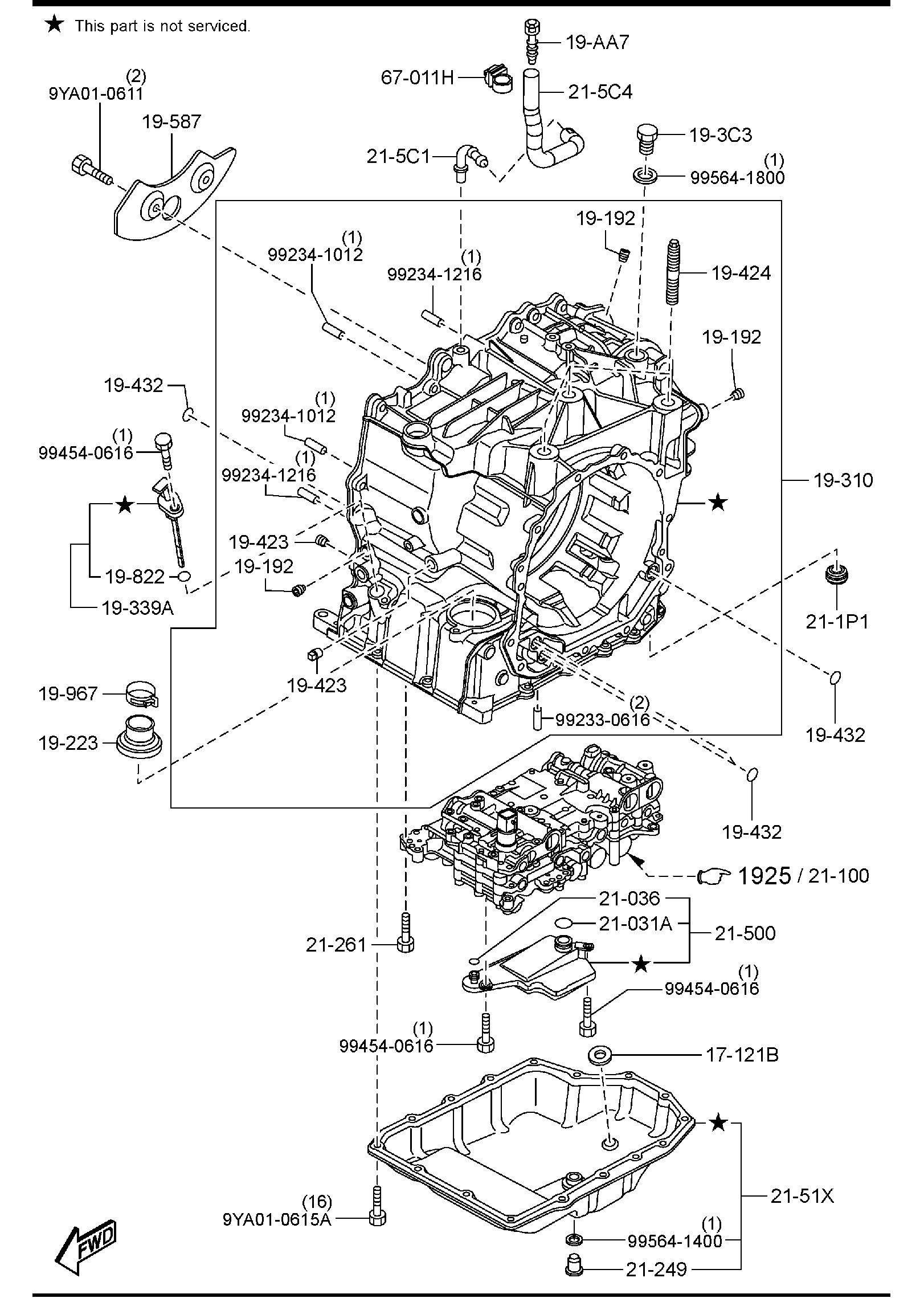 Full size assembly image of AUTOMATIC TRANSMISSION CASE & MAIN CONTROL SYSTEM (W/TURBO) (1/1)